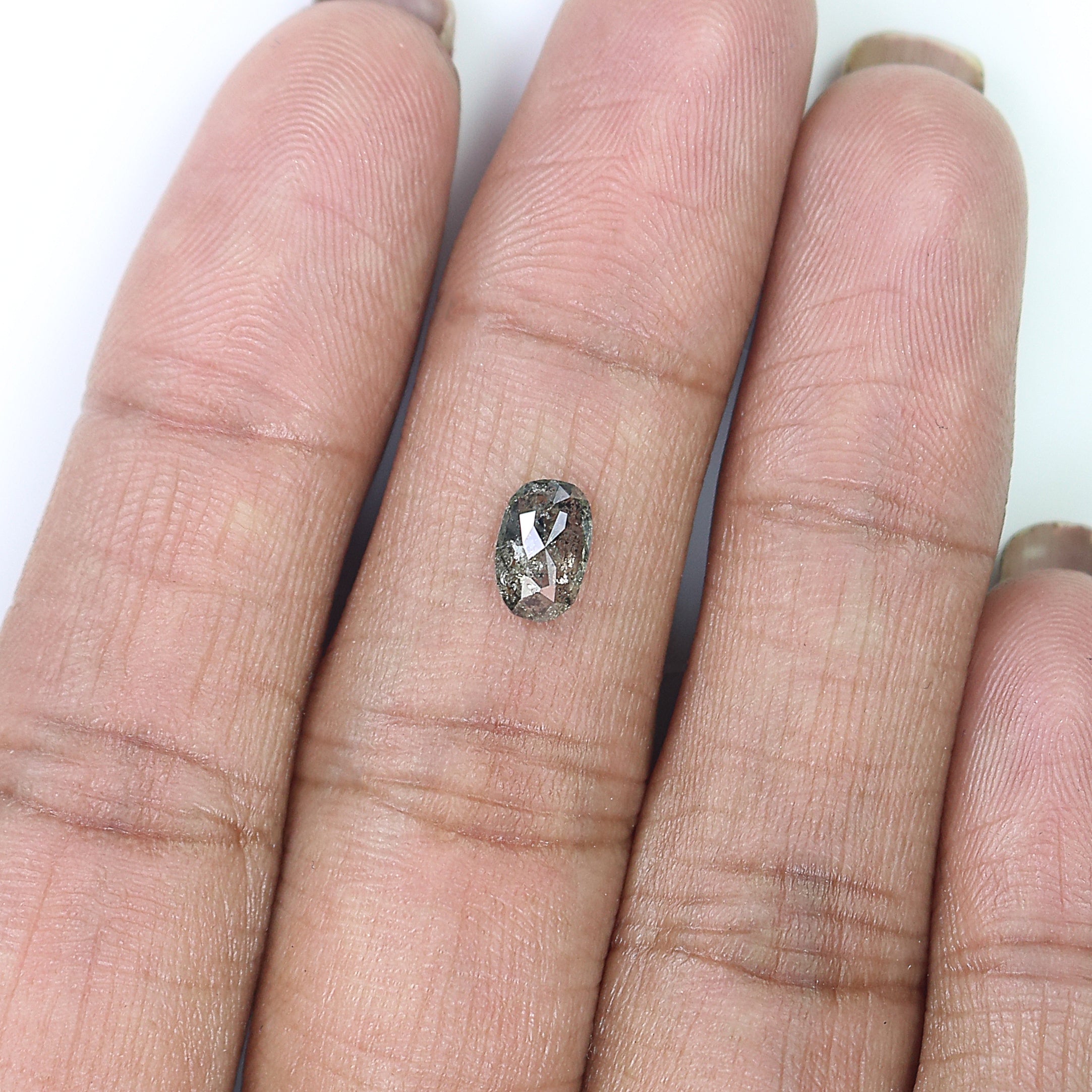 0.67 Ct Natural Loose Oval Shape Diamond Salt And Pepper Oval Diamond 6.95 MM Natural Loose Black Grey Color Oval Rose Cut Diamond KQ2272