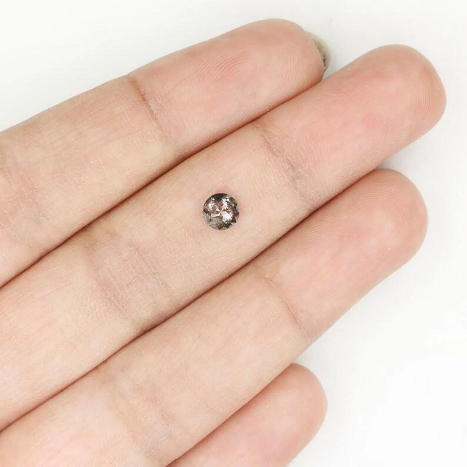 0.42 CT Natural Loose Round Shape Diamond Salt And Pepper Round Cut Diamond 4.60 MM Natural Black Grey Color Round Rose Cut Diamond NQ1076