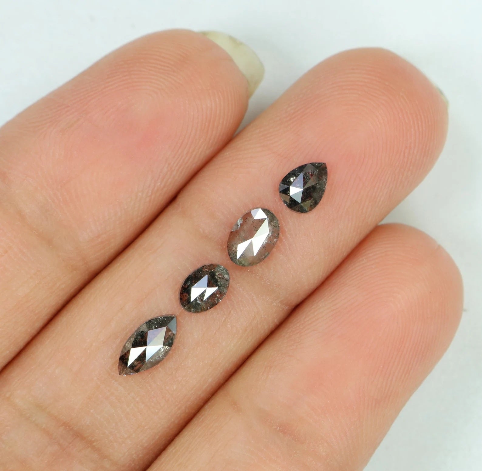 1.39 Ct Natural Loose Mix Shape Diamond Grey Color Mix Shape Diamond 5.10 MM Natural Loose Diamond Grey Mix Shape Rose Cut Diamond KDN8513