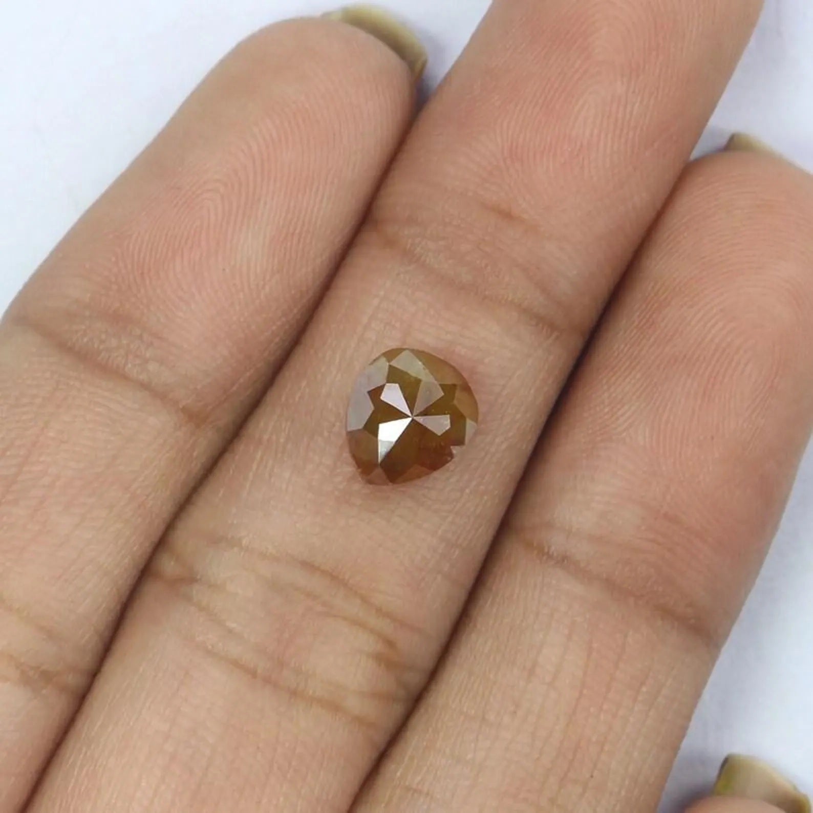 1.35 CT Natural Loose Heart Shape Diamond Yellow Color Heart Cut Diamond 7.30 MM Natural Diamond Brown Color Heart Rose Cut Diamond NQ2244
