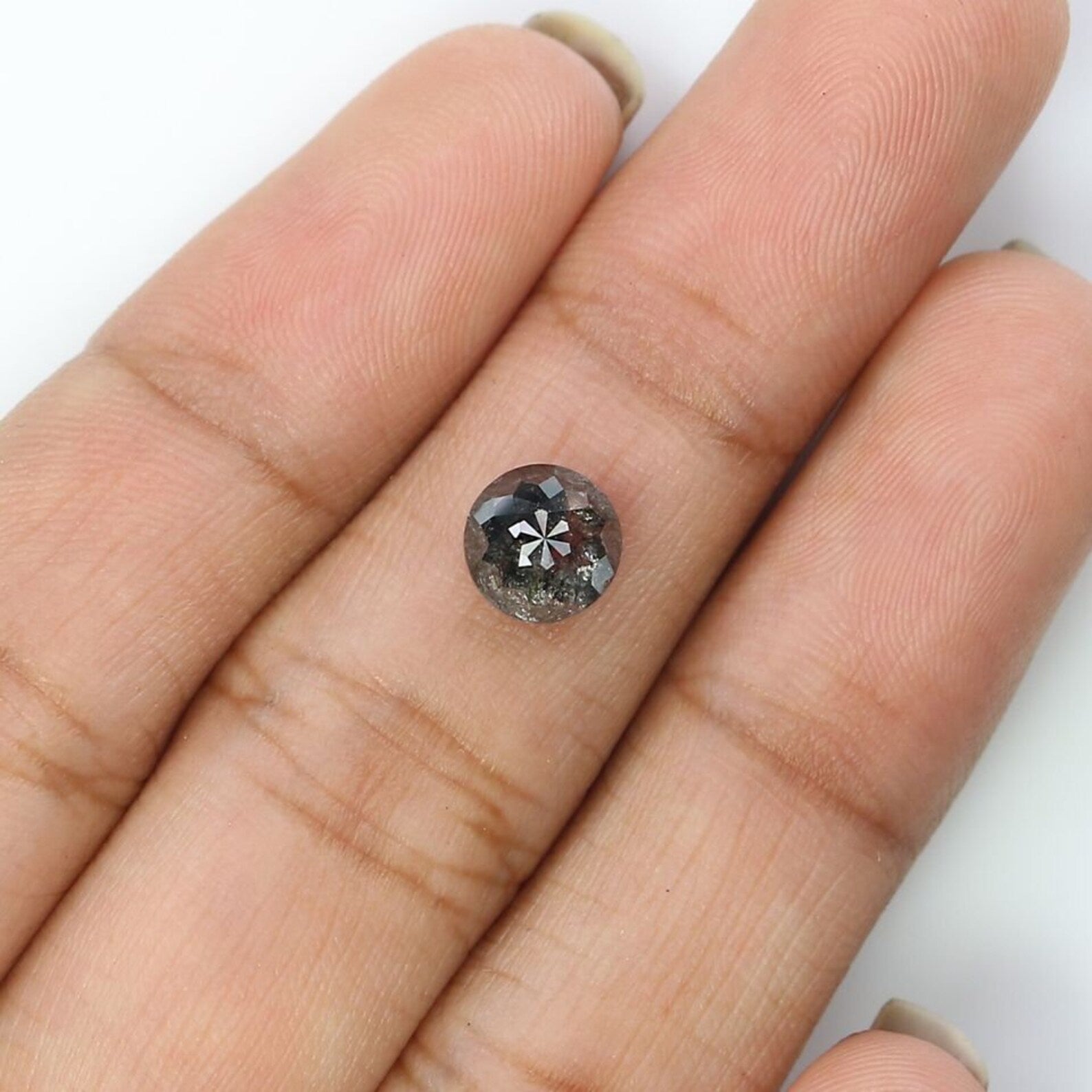 1.16 CT Natural Loose Round Rose Cut Diamond Salt And Pepper Round Shape Diamond 6.40 MM Natural Black Grey Color Rose Cut Diamond QN9777