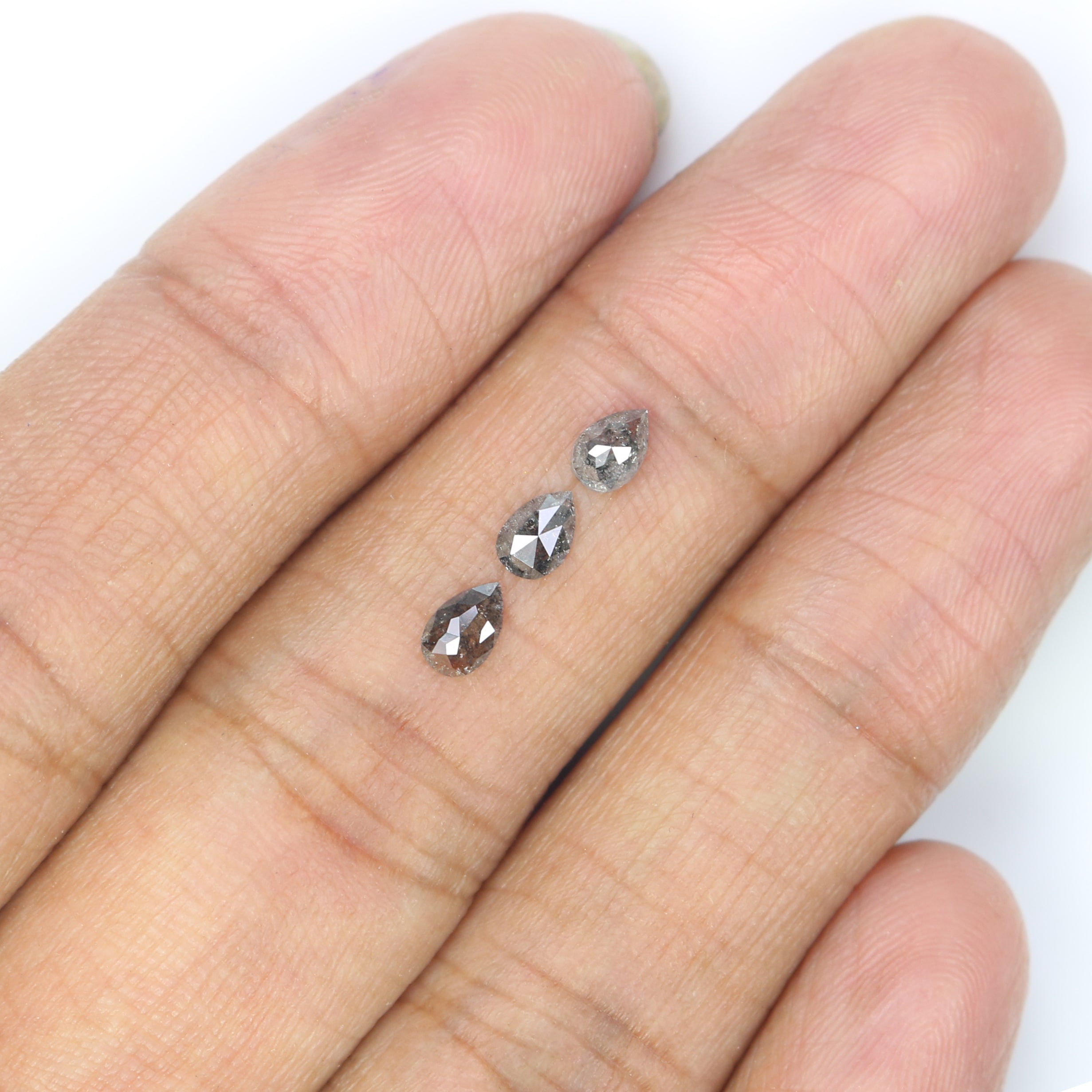 0.55 CT Natural Loose Pear Shape Diamond Salt And Pepper Pear Cut Diamond 4.50 MM Natural Black Grey Color Pear Rose Cut Diamond LQ2790