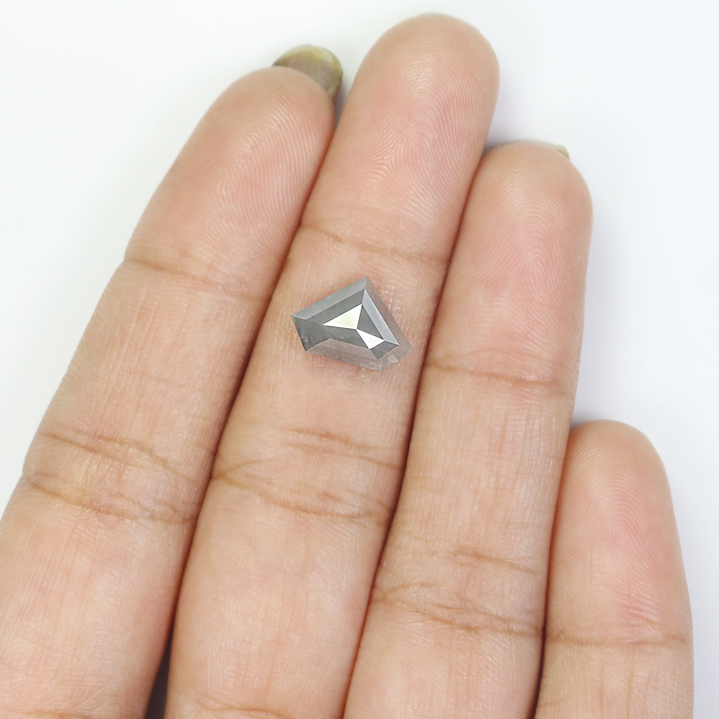 2.35 Ct Natural Loose Shield Diamond Gray Color Shield Cut Diamond 7.90 MM Natural Loose Diamond Gray Color Shield Rose Cut Diamond QL906