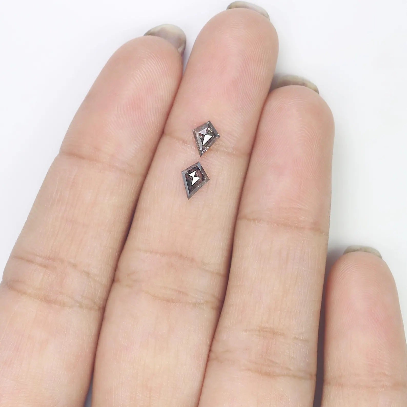 0.53 CT Natural Loose Kite Shape Pair Diamond Salt And Pepper Kite Diamond 5.95 MM Natural Black Grey Color Kite Rose Cut Diamond NQ2357