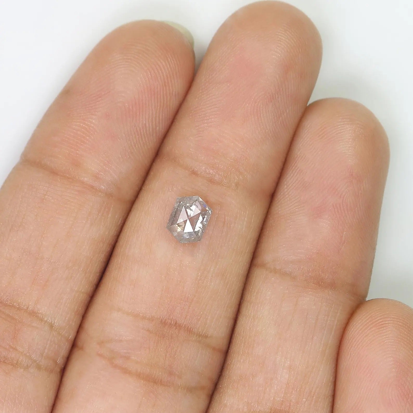 0.62 CT Natural Loose Hexagon Shape Diamond Salt And Pepper Hexagon Cut Diamond 5.70 MM Natural Grey Color Hexagon Rose Cut Diamond QN1435