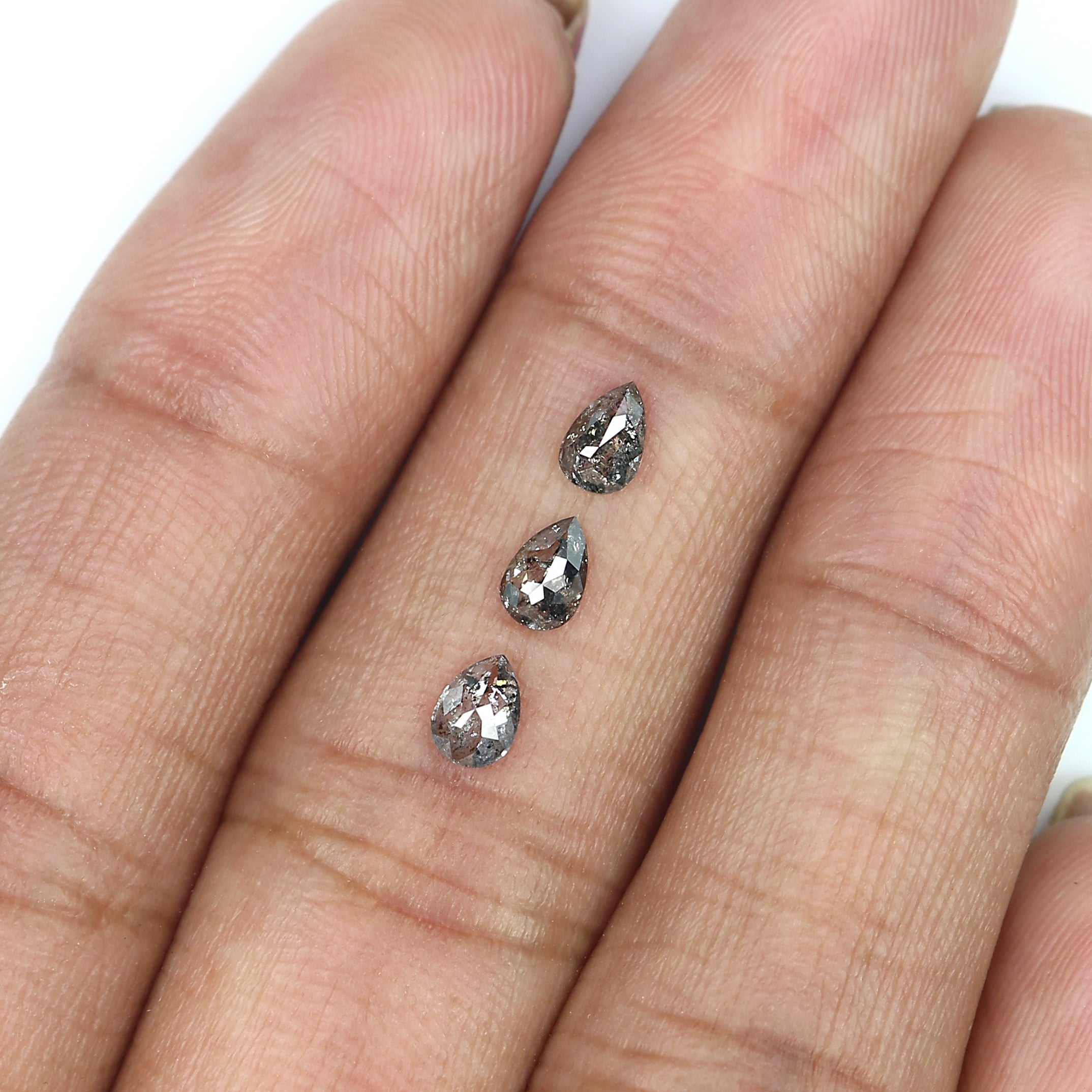 0.60 CT Natural Loose Pear Shape Diamond Salt And Pepper Pear Diamond 4.65 MM Natural Loose Black Grey Color Pear Rose Cut Diamond LQ2828