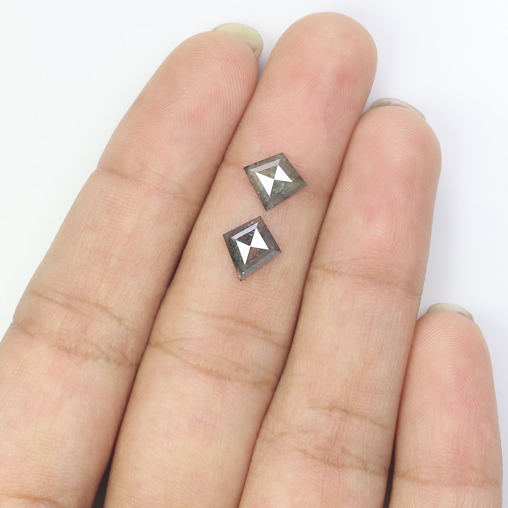 1.14 CT Natural Loose Kite Cut Pair Diamond Salt And Pepper Kite Shape Diamond 8.15 MM Natural Black Grey Color Kite Rose Cut Diamond N2606