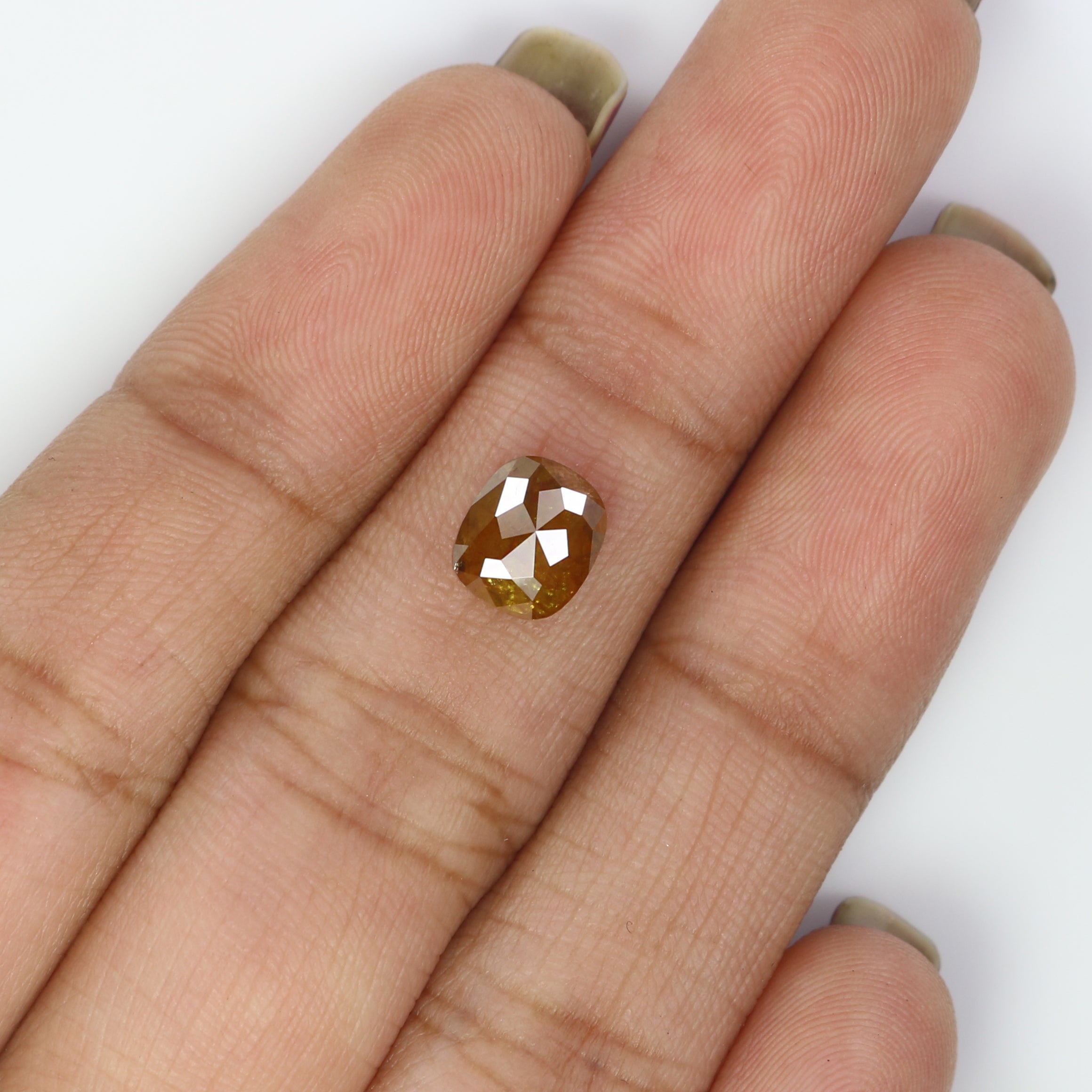 1.39 CT Natural Loose Cushion Shape Diamond Yellow Color Cushion Cut Diamond 6.95 MM Natural Brown Diamond Cushion Rose Cut Diamond QL2885