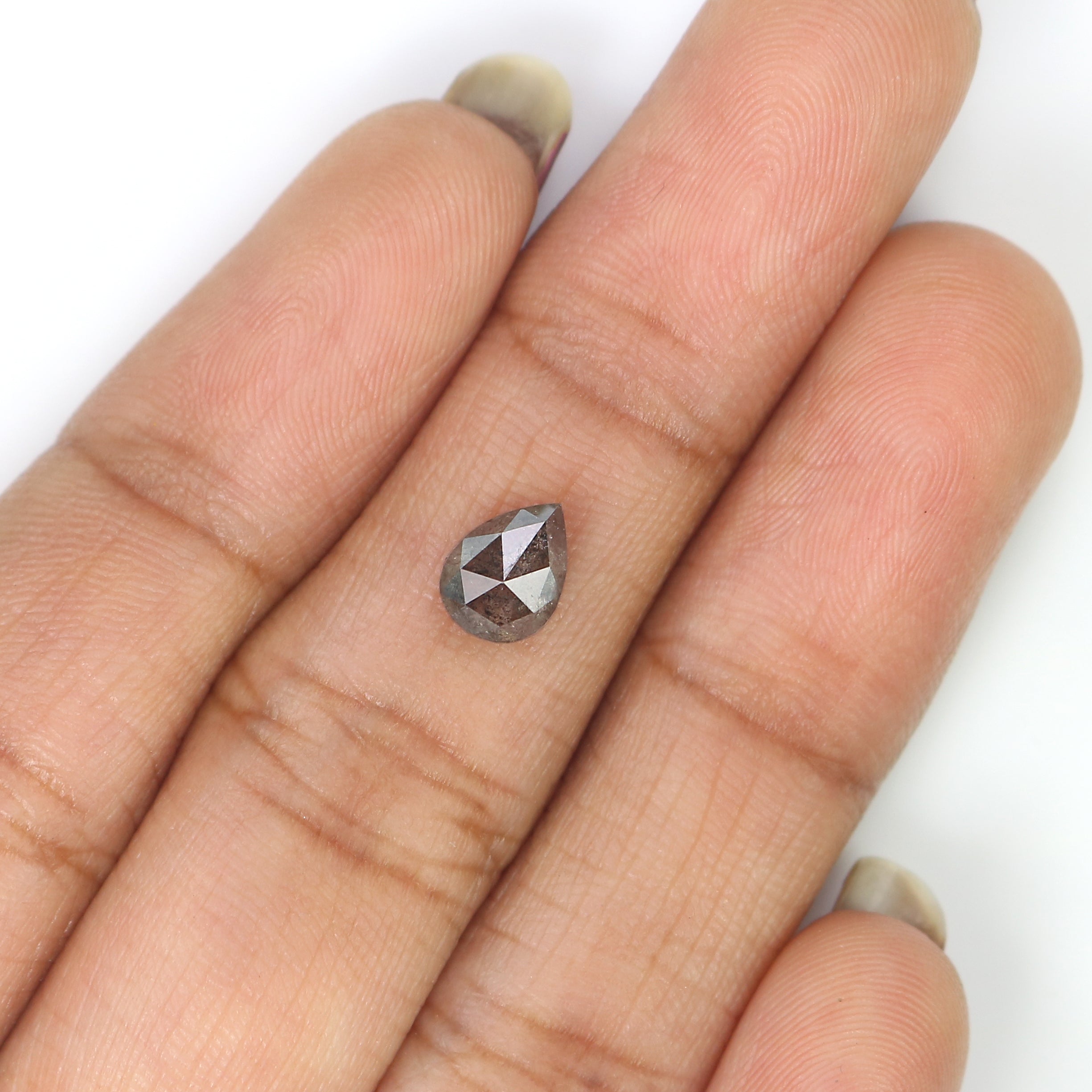 0.92 CT Natural Loose Pear Shape Diamond Salt And Pepper Pear Diamond 6.90 MM Natural Loose Black Grey Color Pear Rose Cut Diamond QL3095