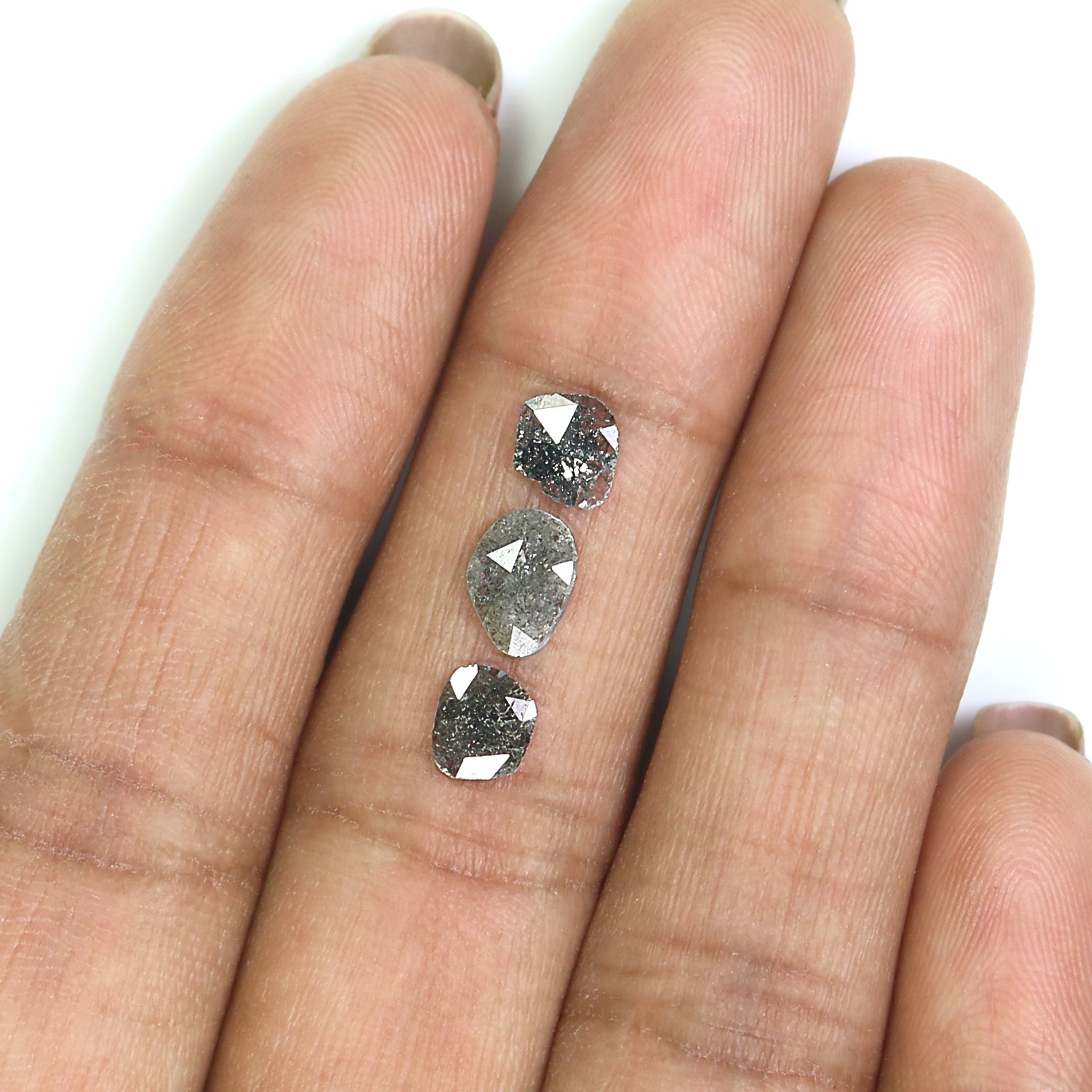 1.13 CT Natural Loose Slice Shape Diamond Salt And Pepper Slice Uncut Diamond 7.35 MM Natural Black Grey Diamond Irregular Cut Diamond N2637