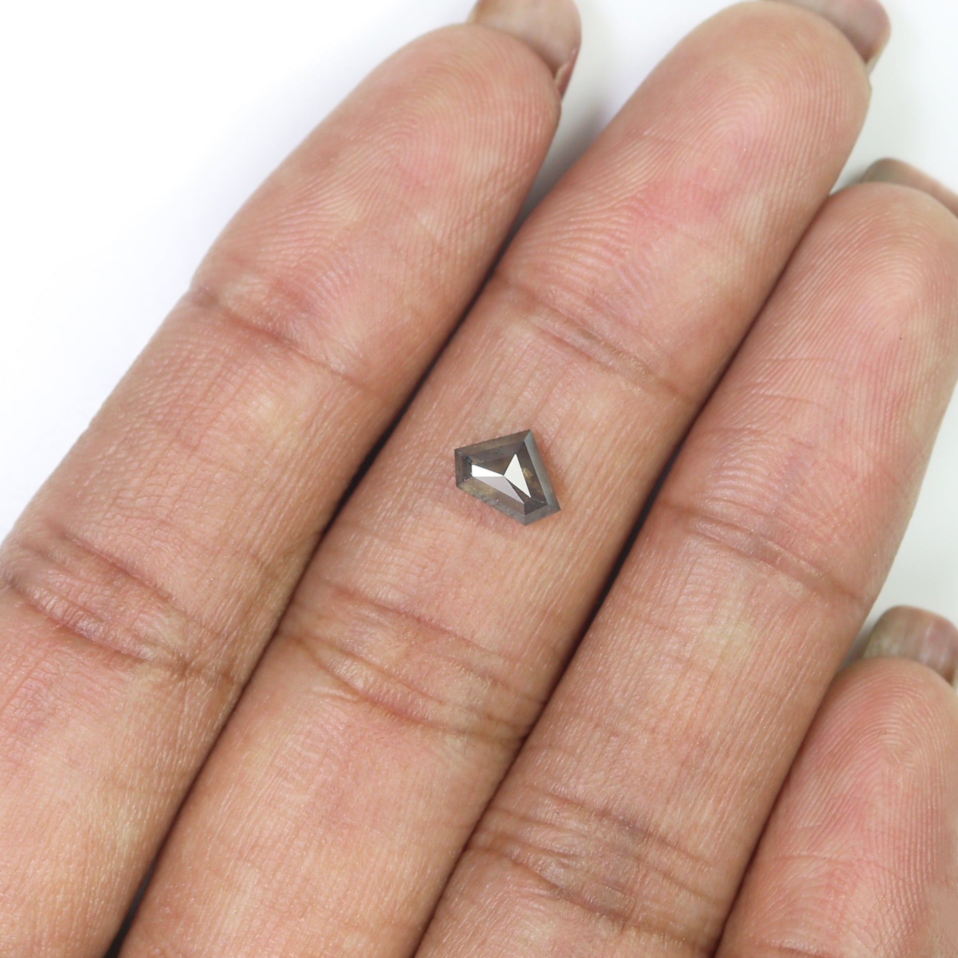0.61 CT Natural Loose Shield Shape Diamond Salt And Pepper Shield Diamond 5.00 MM Natural Black Grey Color Shield Rose Cut Diamond N2663