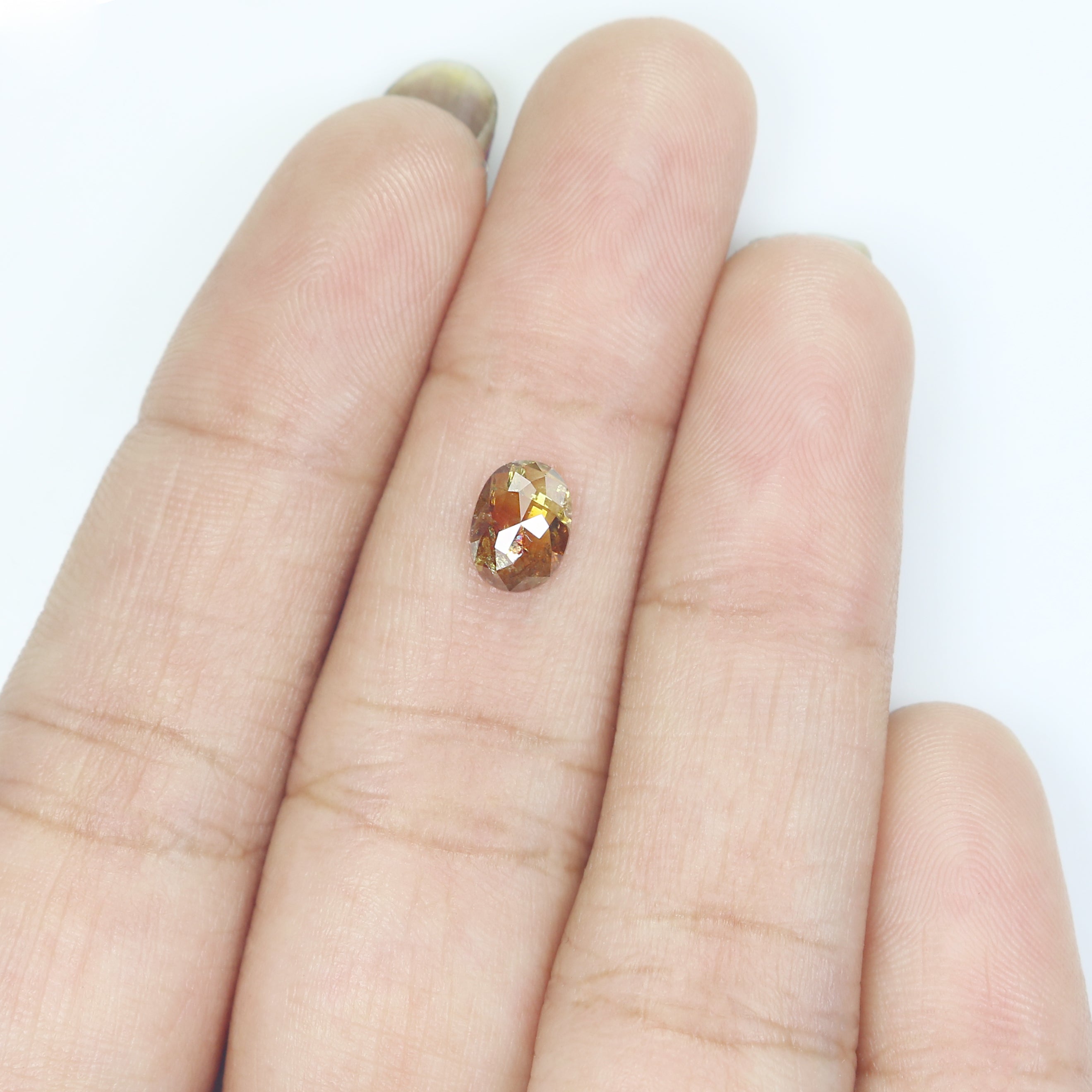 0.91 Ct Natural Loose Oval Shape Diamond Brown Yellow Color Oval Cut Diamond 7.05 MM Natural Brown Yellow Color Oval Rose Cut Diamond N1052