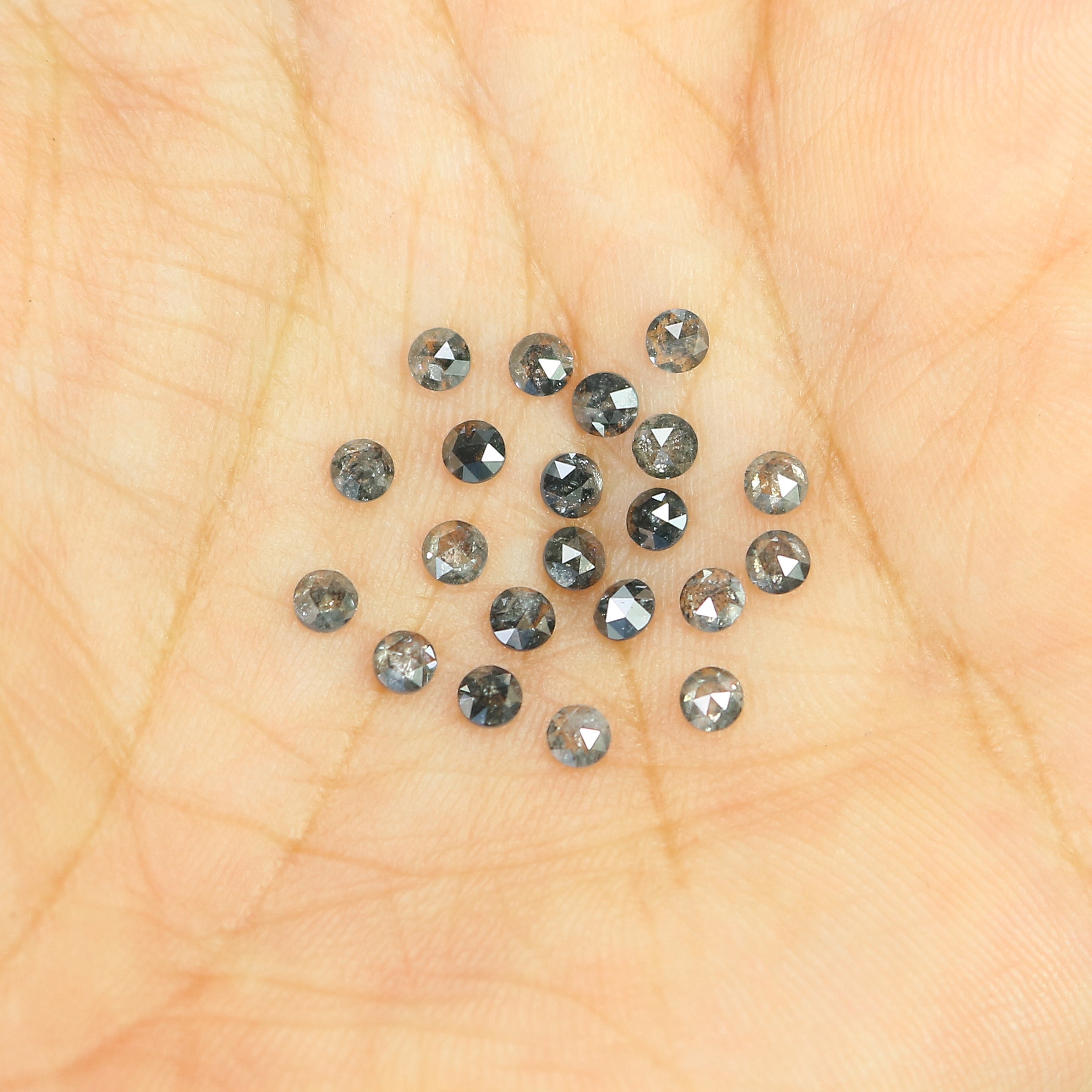 1.73 Ct Natural Loose Round Rose Cut Diamond Salt And Pepper Round Diamond 2.60 MM Natural Black Grey Color Round Rose Cut Diamond LQ1819