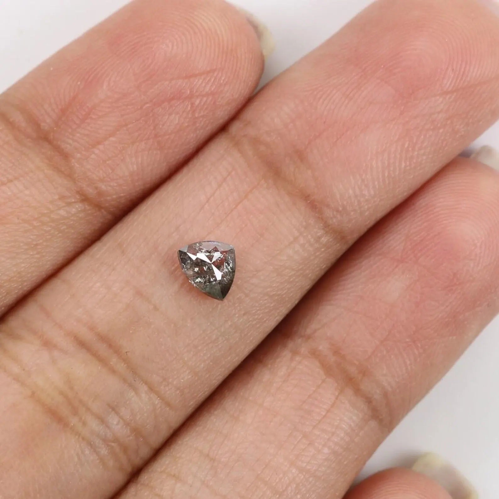 0.39 CT Natural Loose Triangle Diamond Salt And Pepper Triangle Diamond 4.35 MM Natural Black Grey Color Triangle Rose Cut Diamond NQ9974