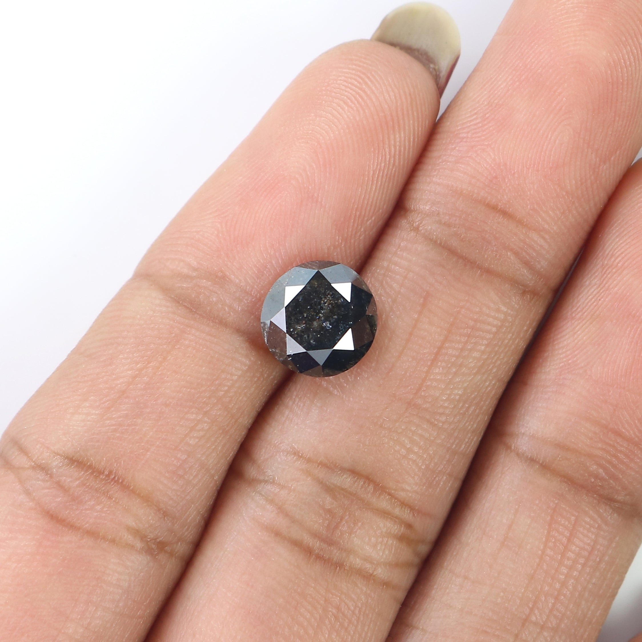 2.04 CT Natural Loose Round Cut Diamond Black Color Round Shape Diamond 7.80 MM Natural Salt And Pepper Round Brilliant Cut Diamond QL3102