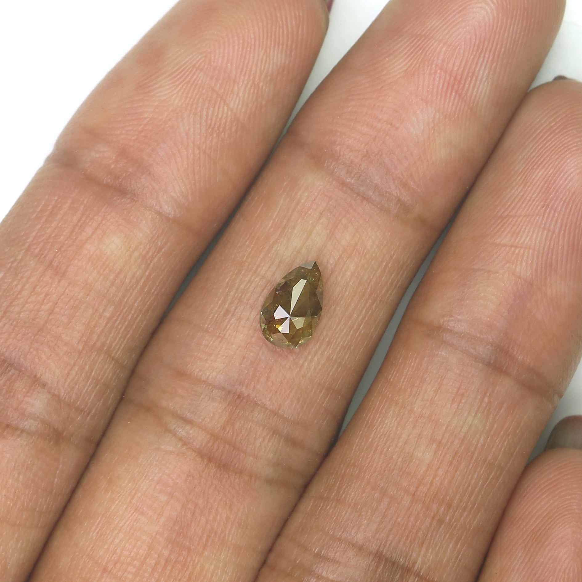 0.76 Ct Natural Loose Pear Shape Diamond Yellow Color Pear Cut Diamond 7.28 MM Natural Loose Diamond Brown Color Pear Rose Cut Diamond N2671