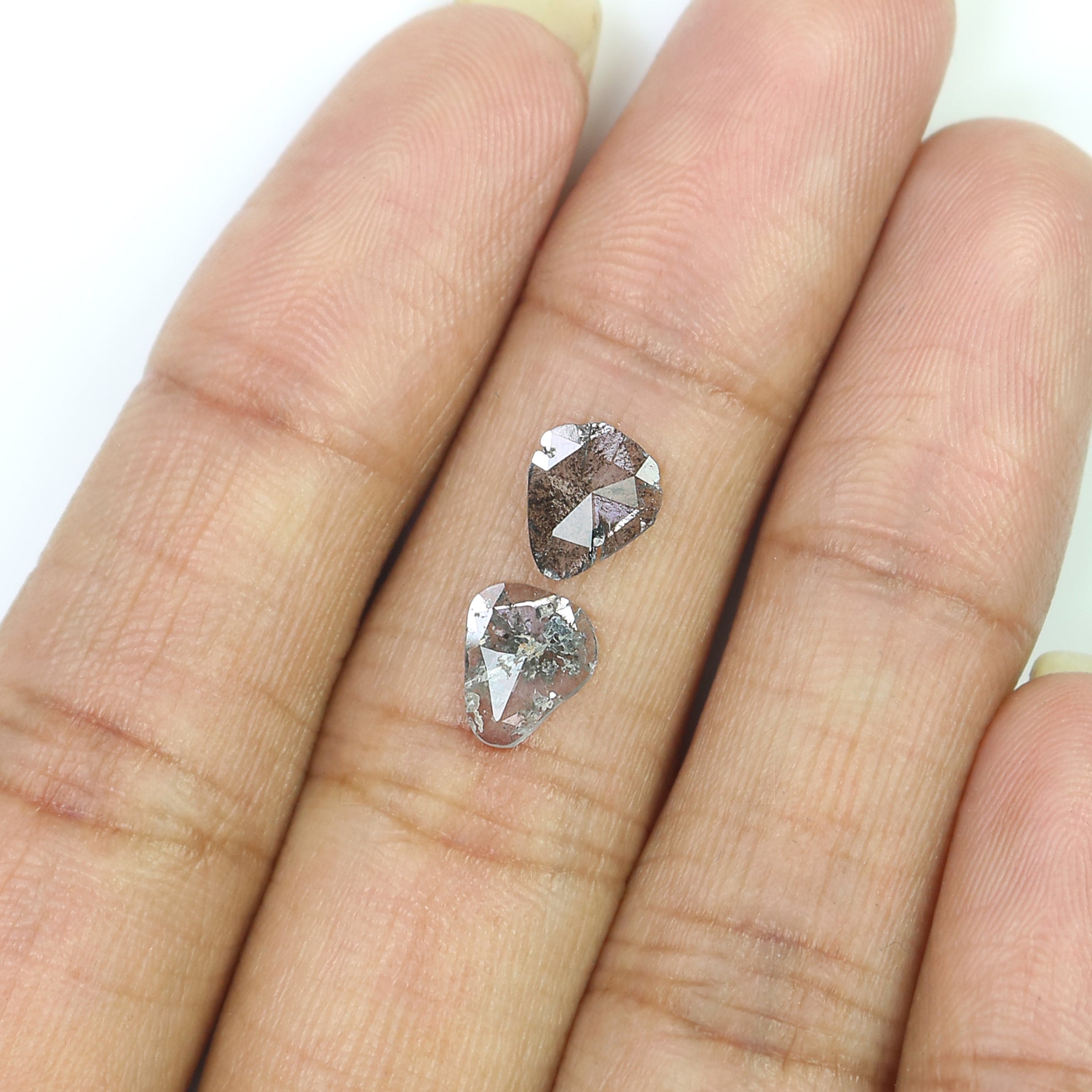 0.72 CT Natural Loose Slice Shape Diamond Salt And Pepper Uncut Diamond 7.60 MM Natural Black Grey Color Slice Irregular Cut Diamond N2645