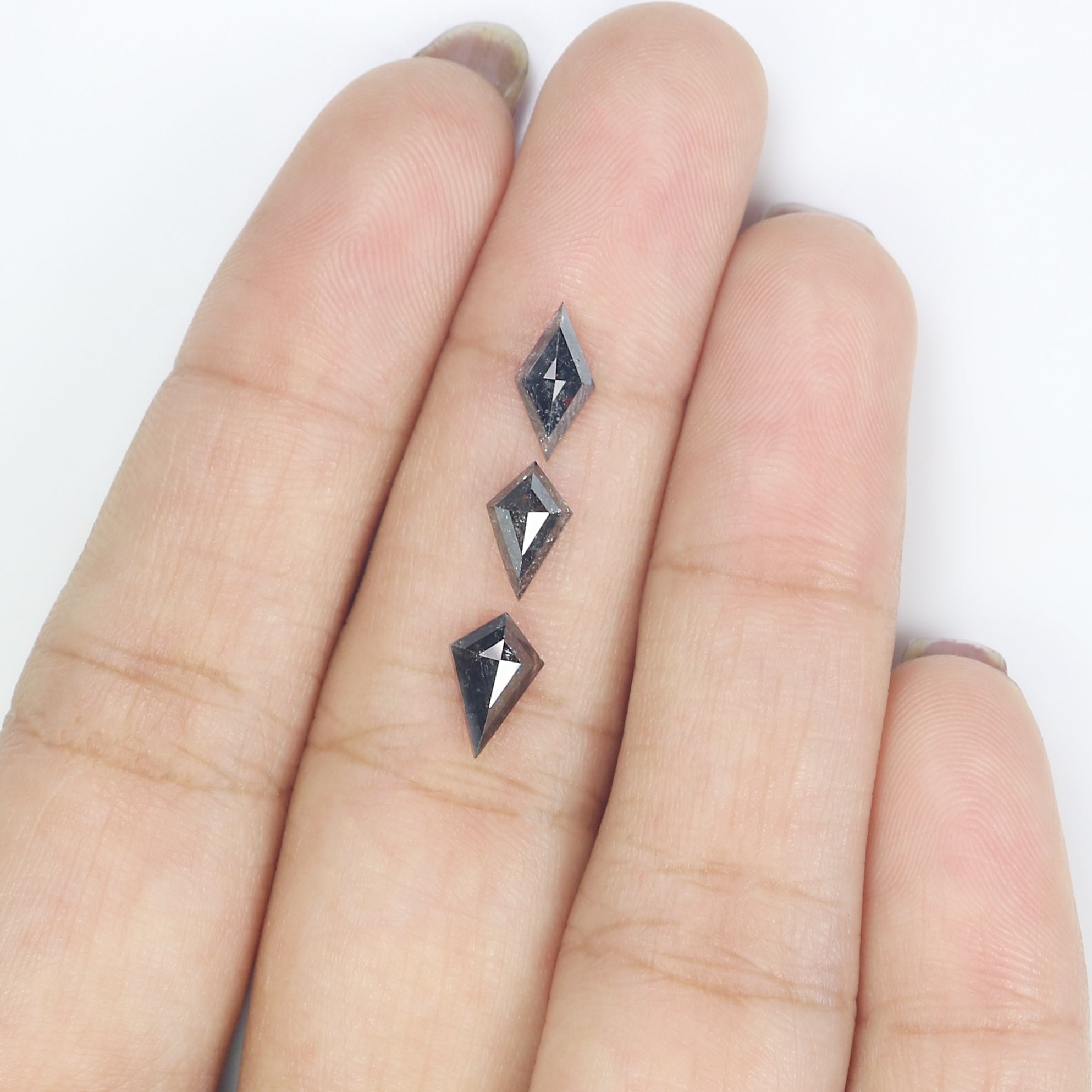 1.94 CT Natural Loose Kite Shape Diamond Salt And Pepper Kite Cut Diamond 8.80 MM Natural Black Grey Color Kite Rose Cut Diamond L3442