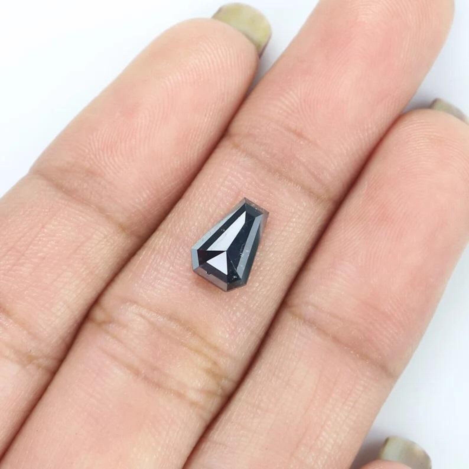 1.25 CT Natural Loose Coffin Shape Diamond Black Color Coffin Cut Diamond 8.40 MM Natural Loose Black Color Coffin Rose Cut Diamond NQ2475