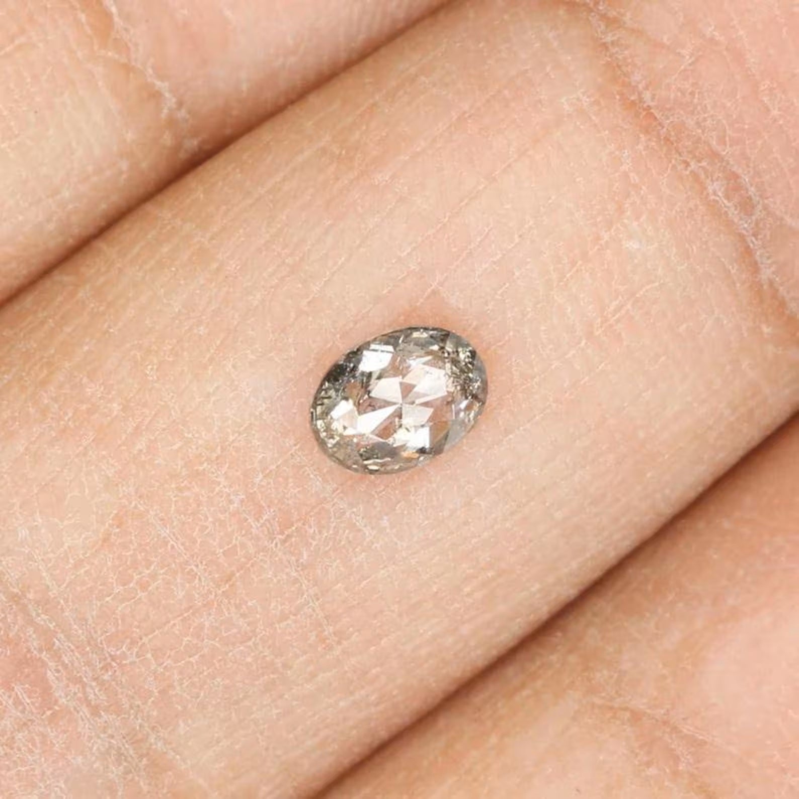 0.32 Ct Natural Loose Oval Shape Diamond Salt And Pepper Oval Cut Diamond 4.90 MM Natural Black Grey Color Oval Rose Cut Diamond NQ1013