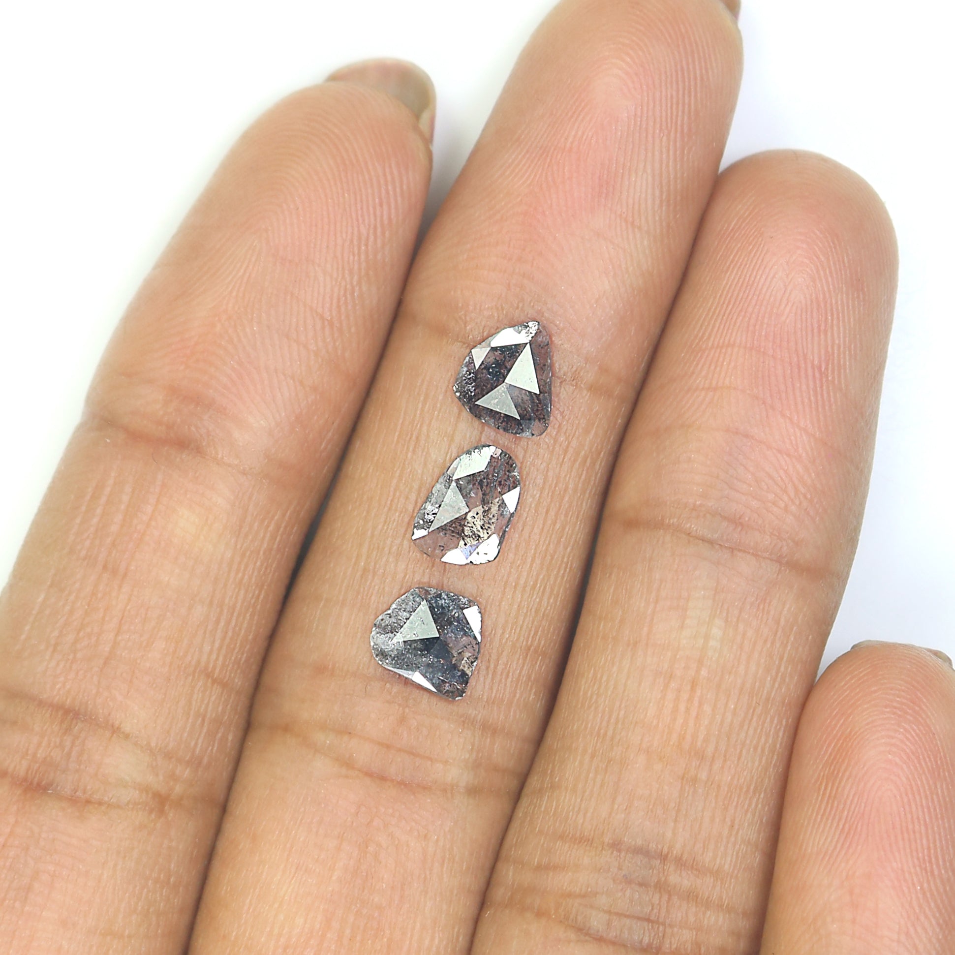 0.96 CT Natural Loose Slice Shape Diamond Salt And Pepper Slice Uncut Diamond 7.15 MM Natural Black Grey Diamond Irregular Cut Diamond L3559
