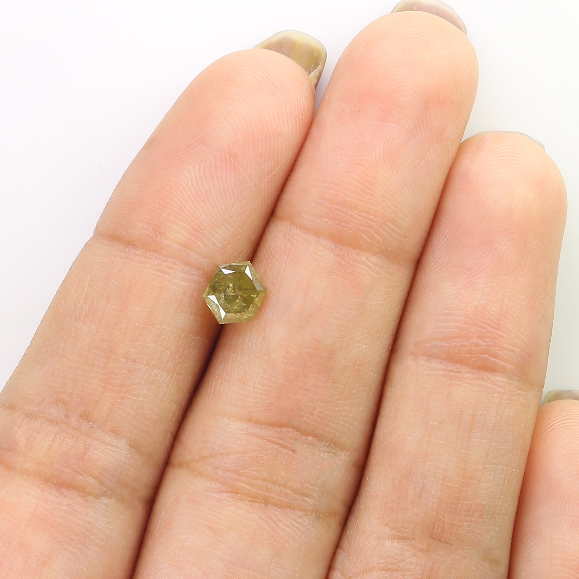 0.95 CT Natural Loose Hexagon Shape Diamond Yellow Color Hexagon Cut Diamond 6.10 MM Natural Green Hexagon Brilliant Cut Diamond LQ2509