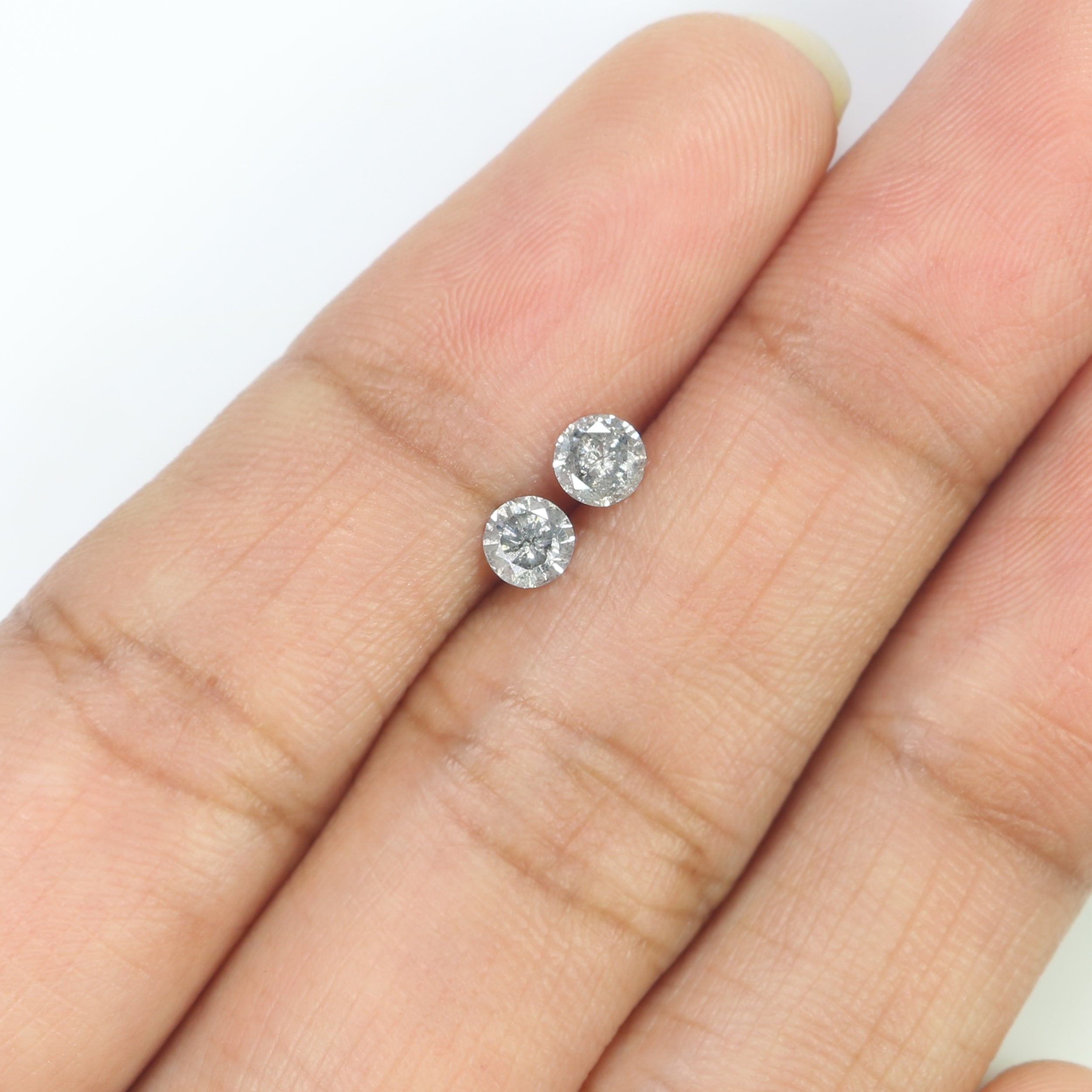 0.37 CT Natural Loose Round Shape Pair Diamond Salt And Pepper Round Diamond 3.65 MM Natural Black Gray Round Brilliant Cut Diamond N2287