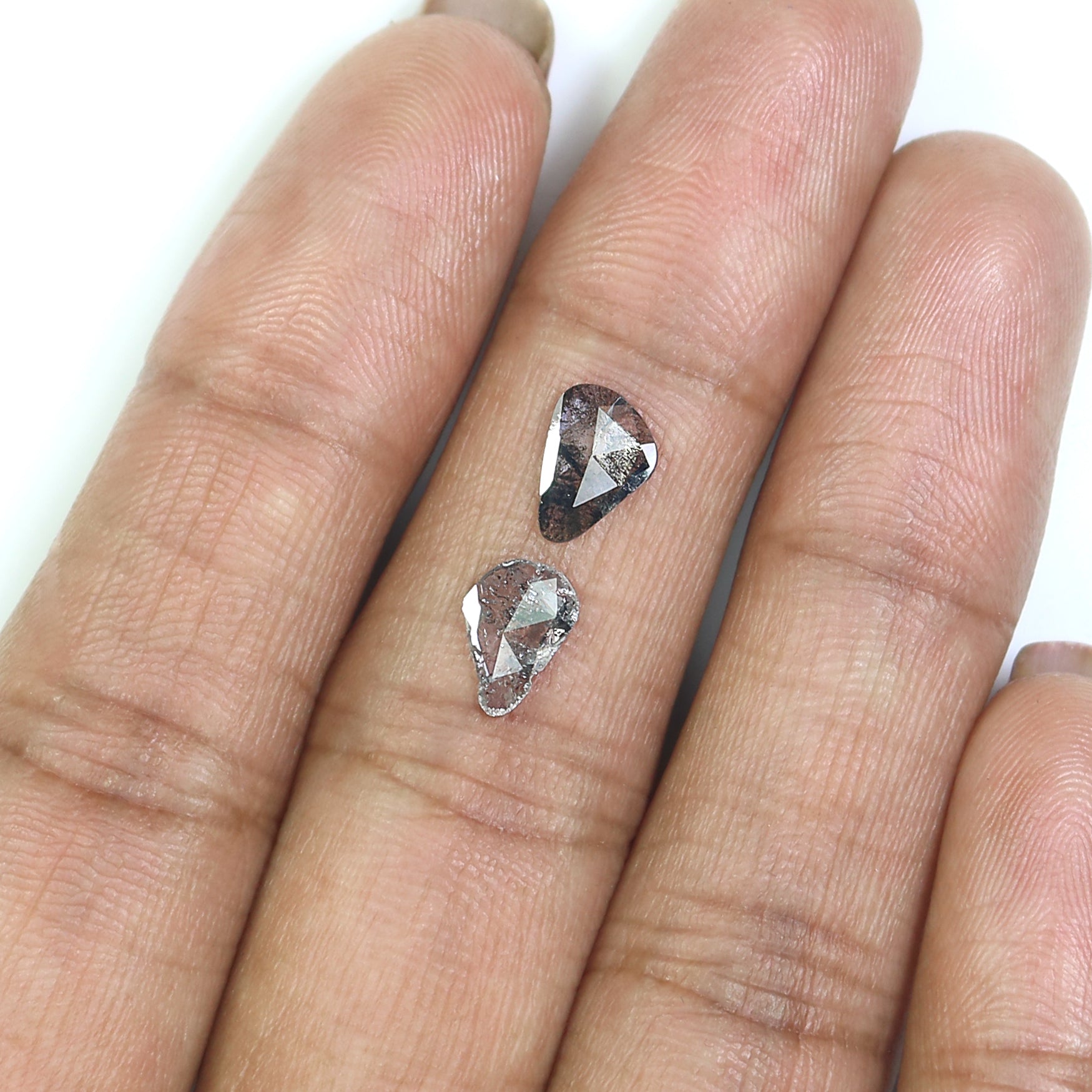 0.73 CT Natural Loose Slice Shape Diamond Salt And Pepper Slice Uncut Diamond 7.95 MM Natural Black Grey Diamond Irregular Cut Diamond L3543