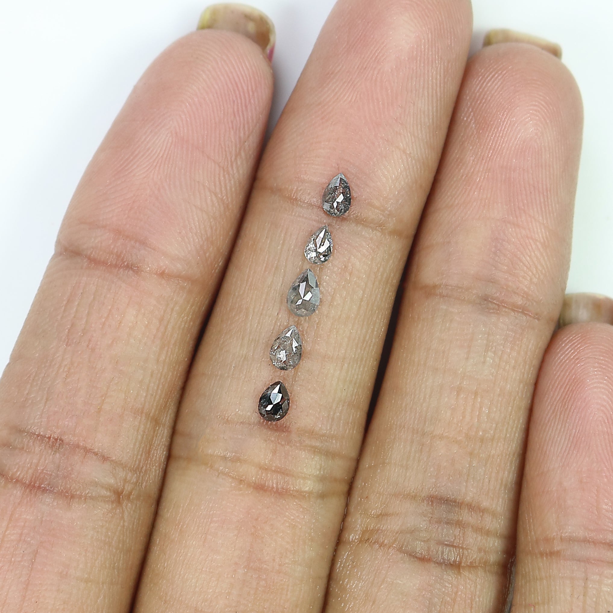 0.56 CT Natural Loose Pear Shape Diamond Salt And Pepper Pear Diamond 4.20 MM Natural Loose Black Grey Color Pear Rose Cut Diamond KQ2665