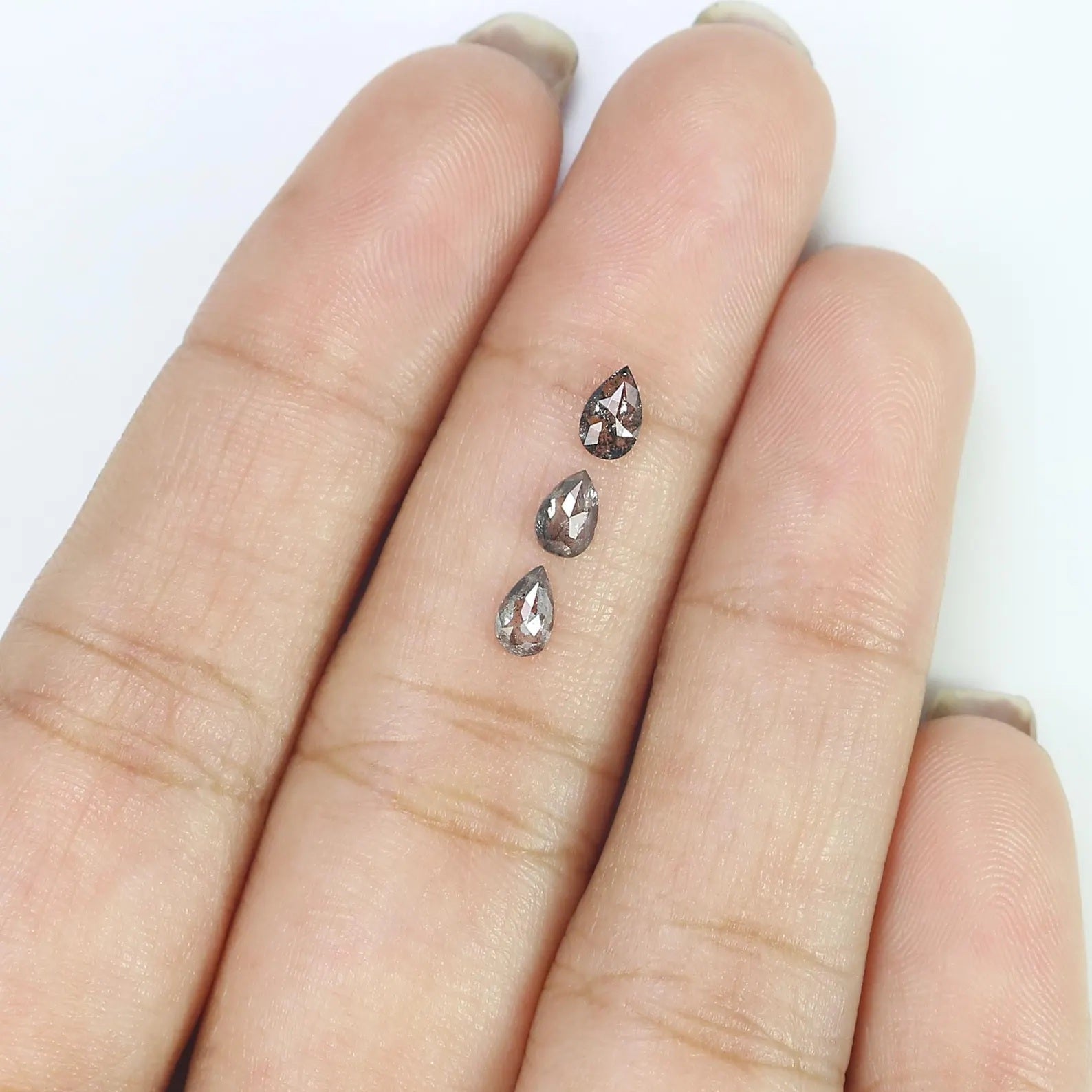 0.54 CT Natural Loose Pear Shape Diamond Salt And Pepper Pear Cut Diamond 5.05 MM Natural Loose Diamond Pear Shape Rose Cut Diamond NQ2355