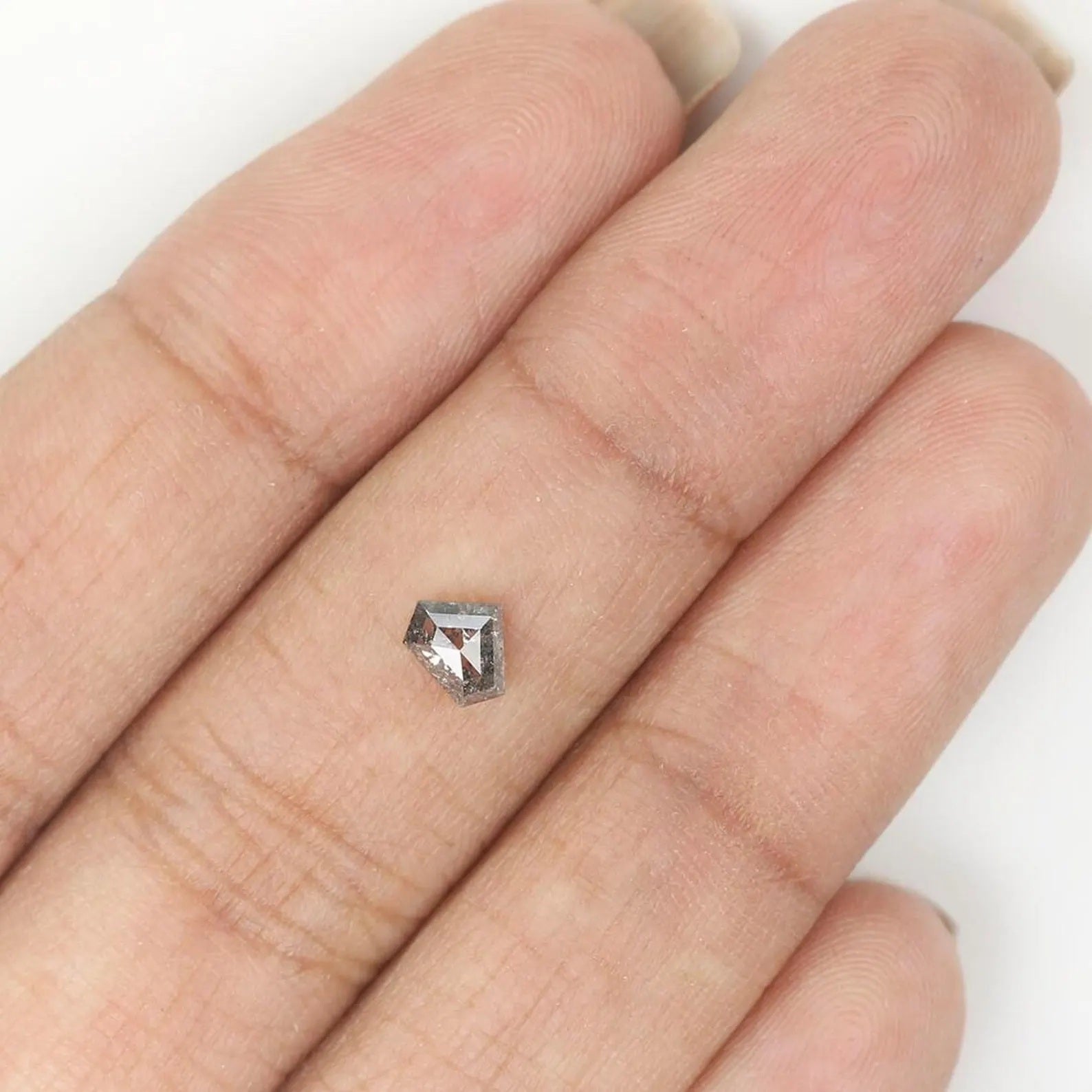 0.37 CT Natural Loose Shield Shape Diamond Salt And Pepper Shield Diamond 4.20 MM Natural Black Gray Color Shield Rose Cut Diamond NQ1184