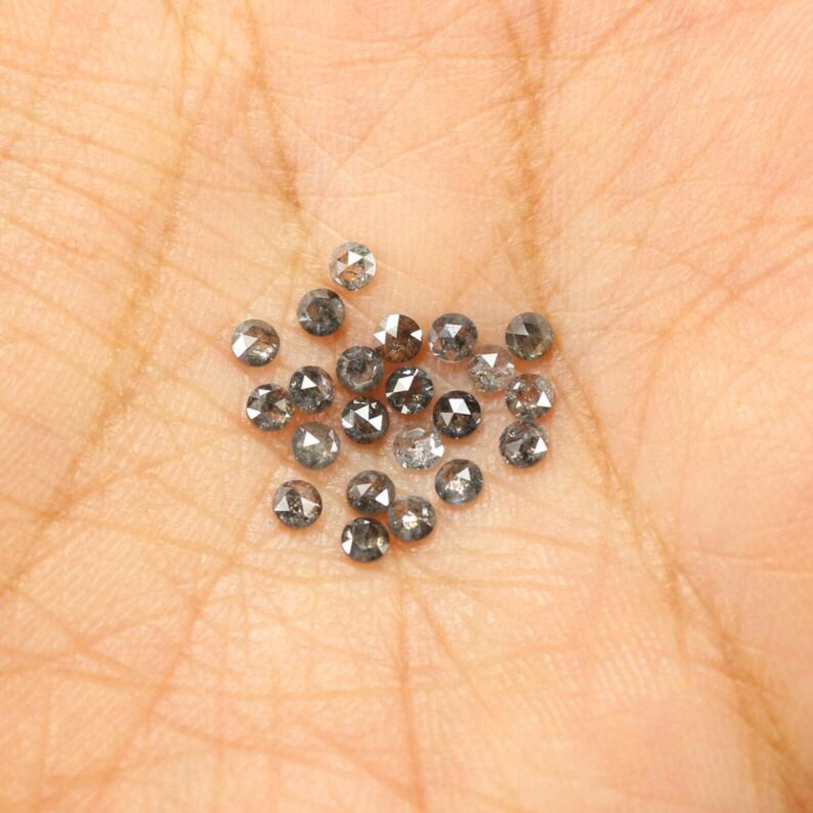 1.14 CT Natural Loose Round Shape Diamond Salt And Pepper Round Diamond 2.30 MM Natural Loose Black Grey Color Round Rose Cut Diamond NQ1837