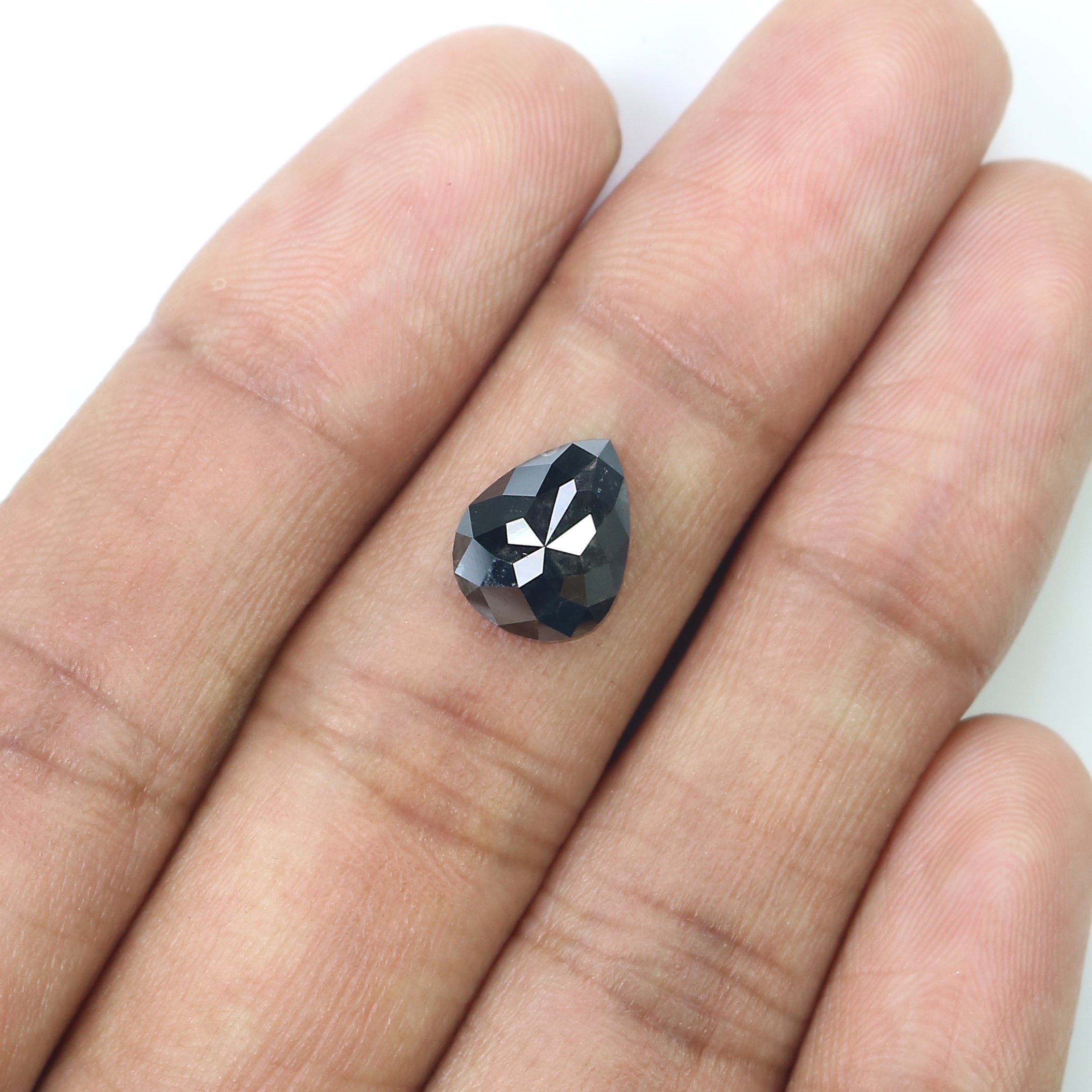 2.75 CT Natural Loose Pear Shape Diamond Black Color Pear Cut Diamond 10.30 MM Natural Loose Diamond Black Color Pear Rose Cut Diamond QL3107