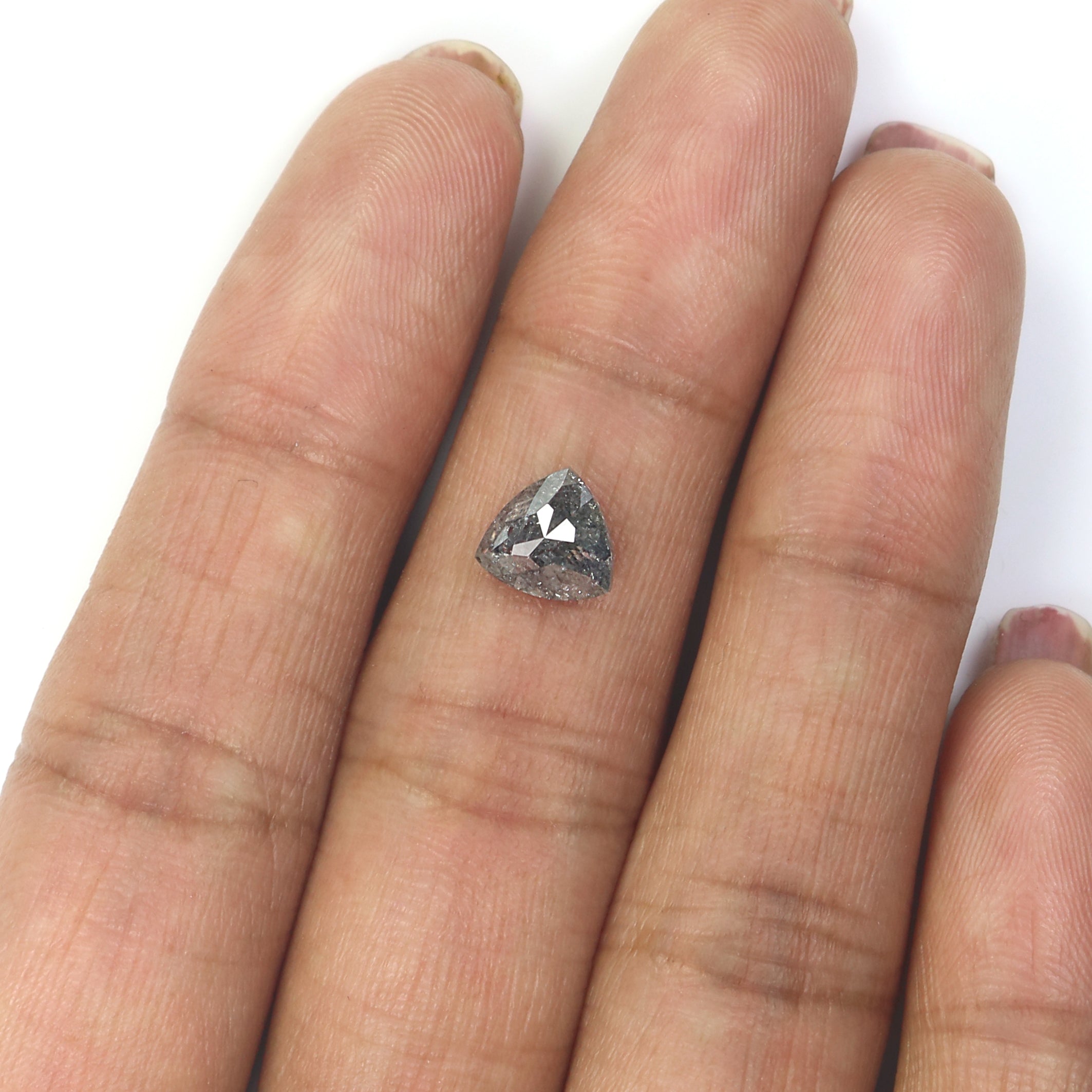 1.67 CT Natural Loose Triangle Shape Diamond Salt And Pepper Triangle Cut Diamond 7.10 MM Natural Black Grey Color Triangle Diamond L3504