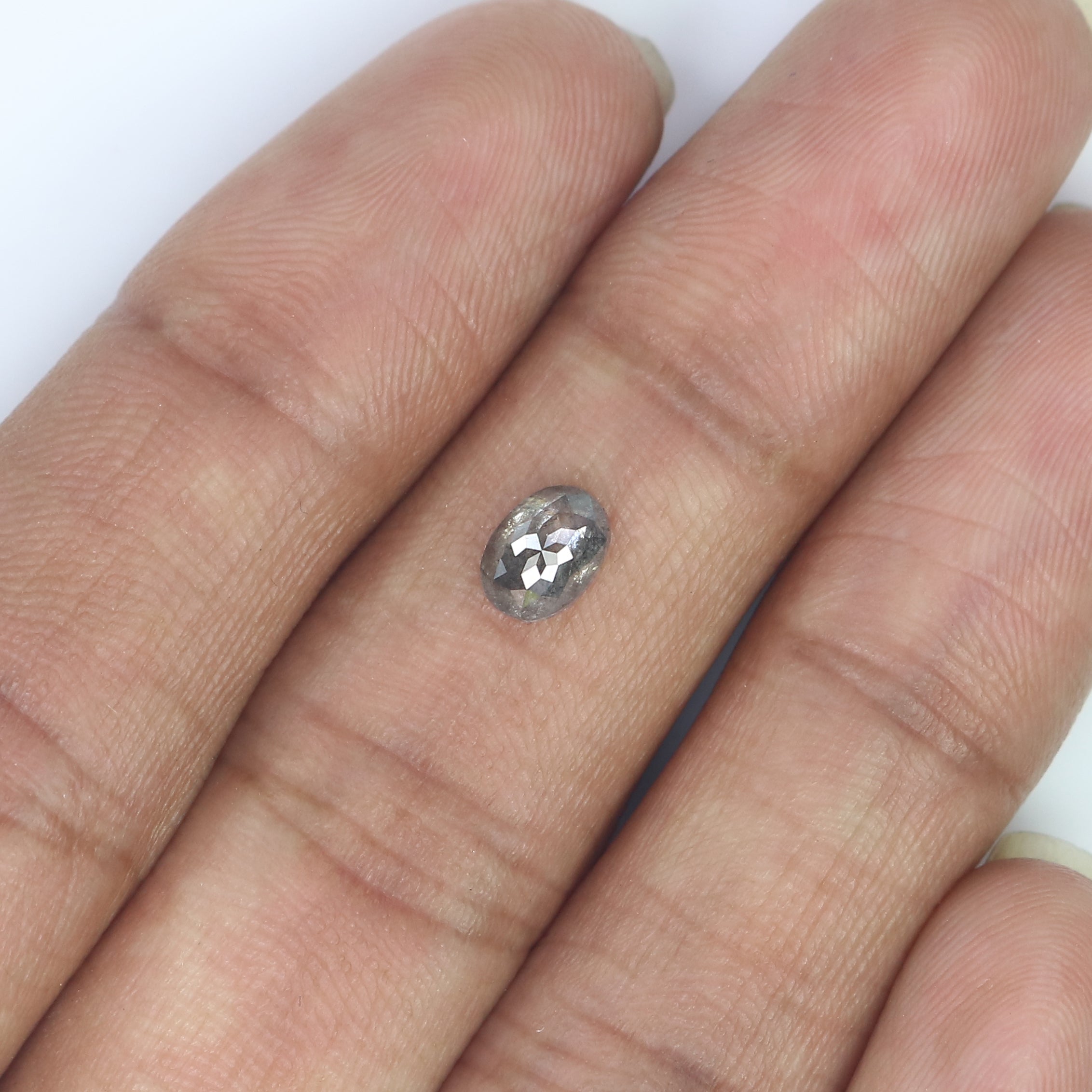 0.72 CT Natural Loose Oval Shape Diamond Salt And Pepper Oval Diamond 6.15 MM Natural Diamond Black Grey Color Oval Rose Cut Diamond QL3093
