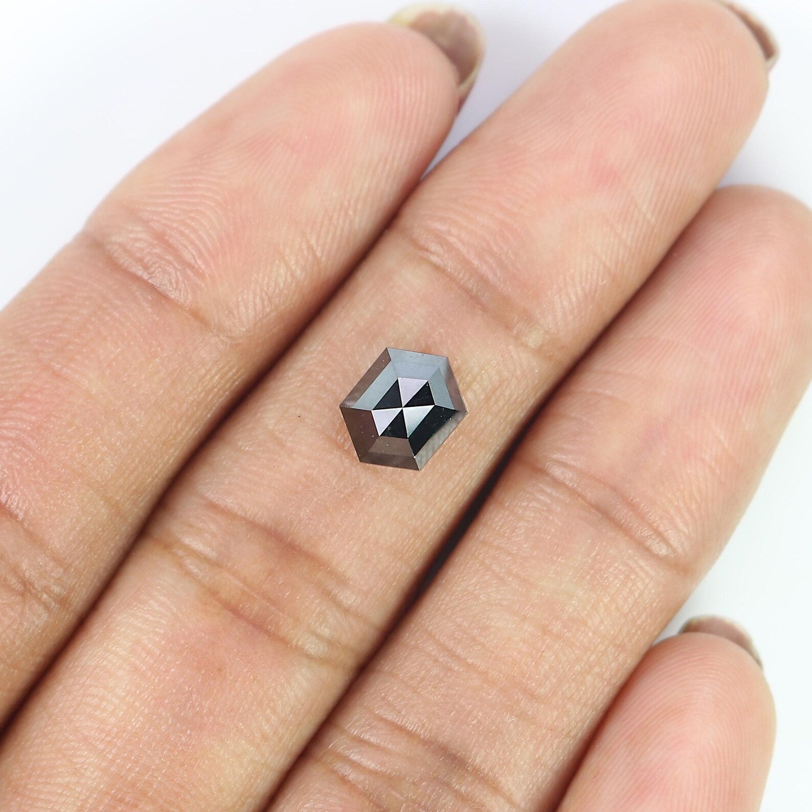 1.93 CT Natural Loose Hexagon Shape Diamond Black Color Hexagon Shape Diamond 8.25 MM Natural Loose Diamond Black Hexagon Diamond QN528