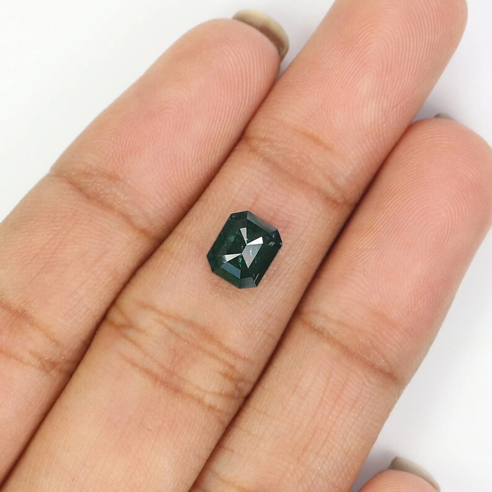 1.04 CT Natural Loose Emerald Shape Diamond Blue Color Emerald Diamond 6.60 MM Natural Diamond Green Color Emerald Rose Cut Diamond QN9396