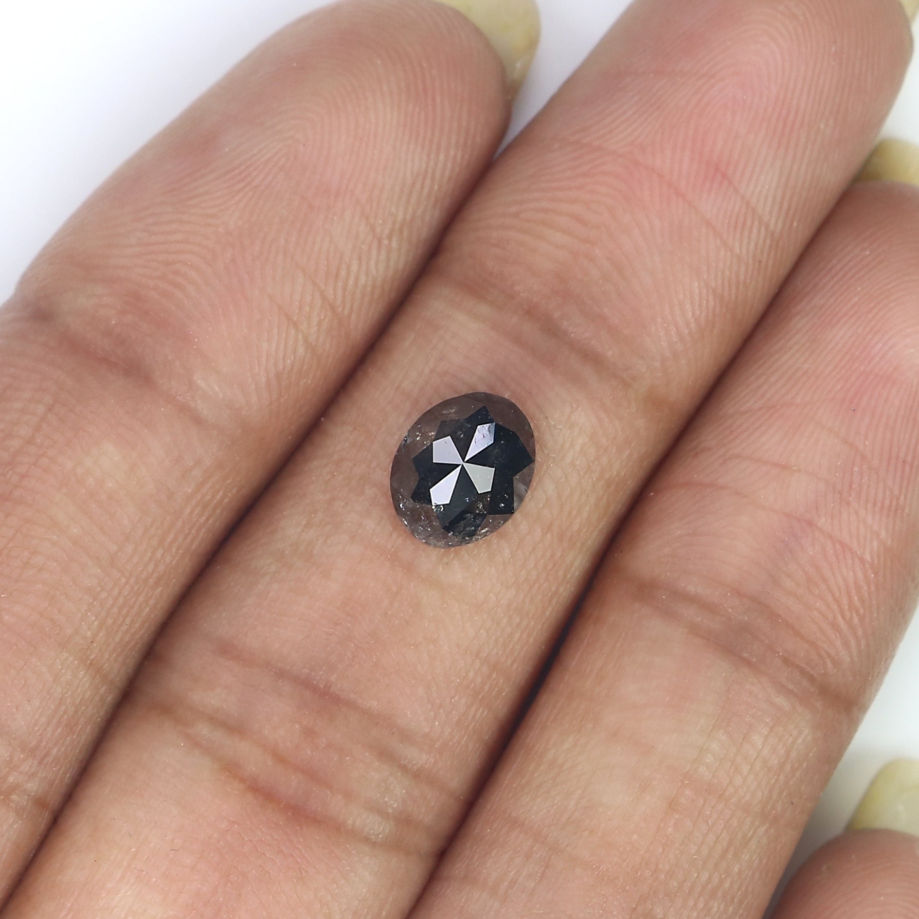1.28 Ct Natural Loose Oval Shape Diamond Salt And Pepper Oval Diamond 7.55 MM Natural Diamond Black Grey Color Oval Rose Cut Diamond QL3079