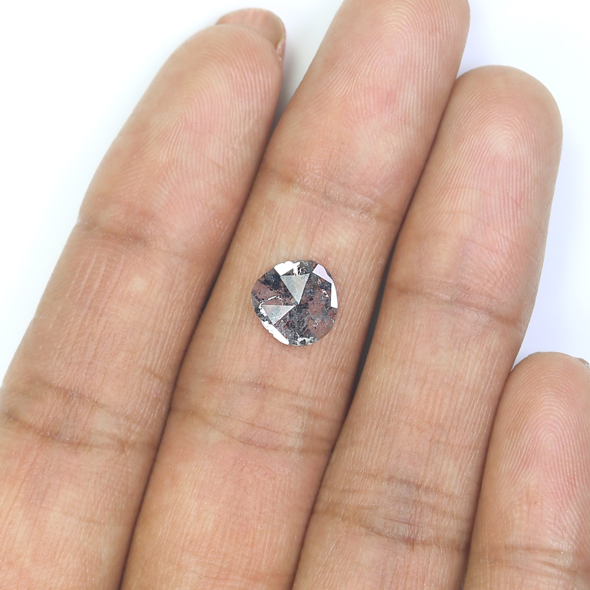 0.95 CT Natural Loose Slice Shape Diamond Salt And Pepper Slice Uncut Diamond 8.15 MM Natural Black Grey Slice Irregular Cut Diamond L3553