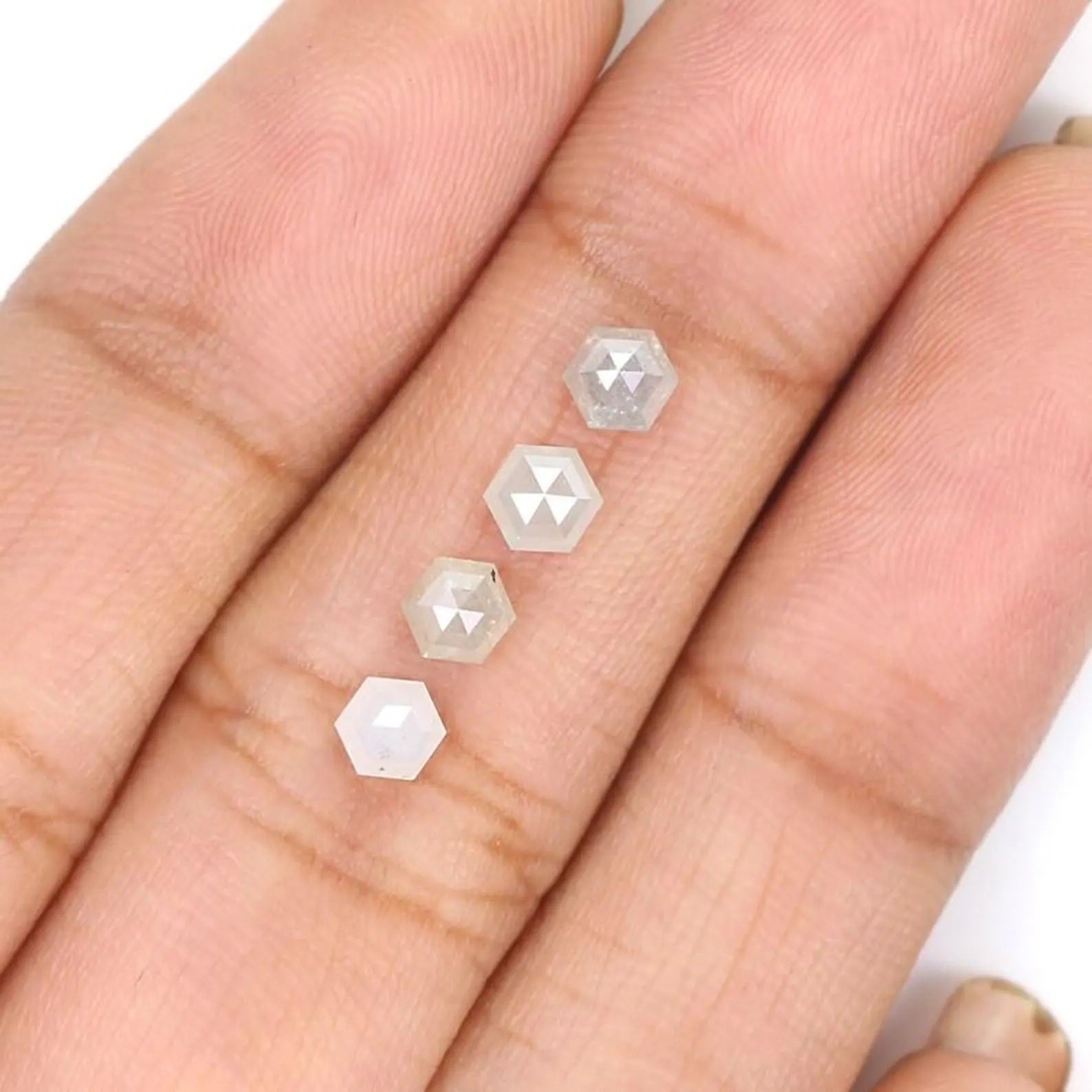 1.04 CT Natural Loose Hexagon Shape Diamond Ice Grey Color Hexagon Cut Diamond 3.40 MM Natural Grey Color Hexagon Rose Cut Diamond NQ8778
