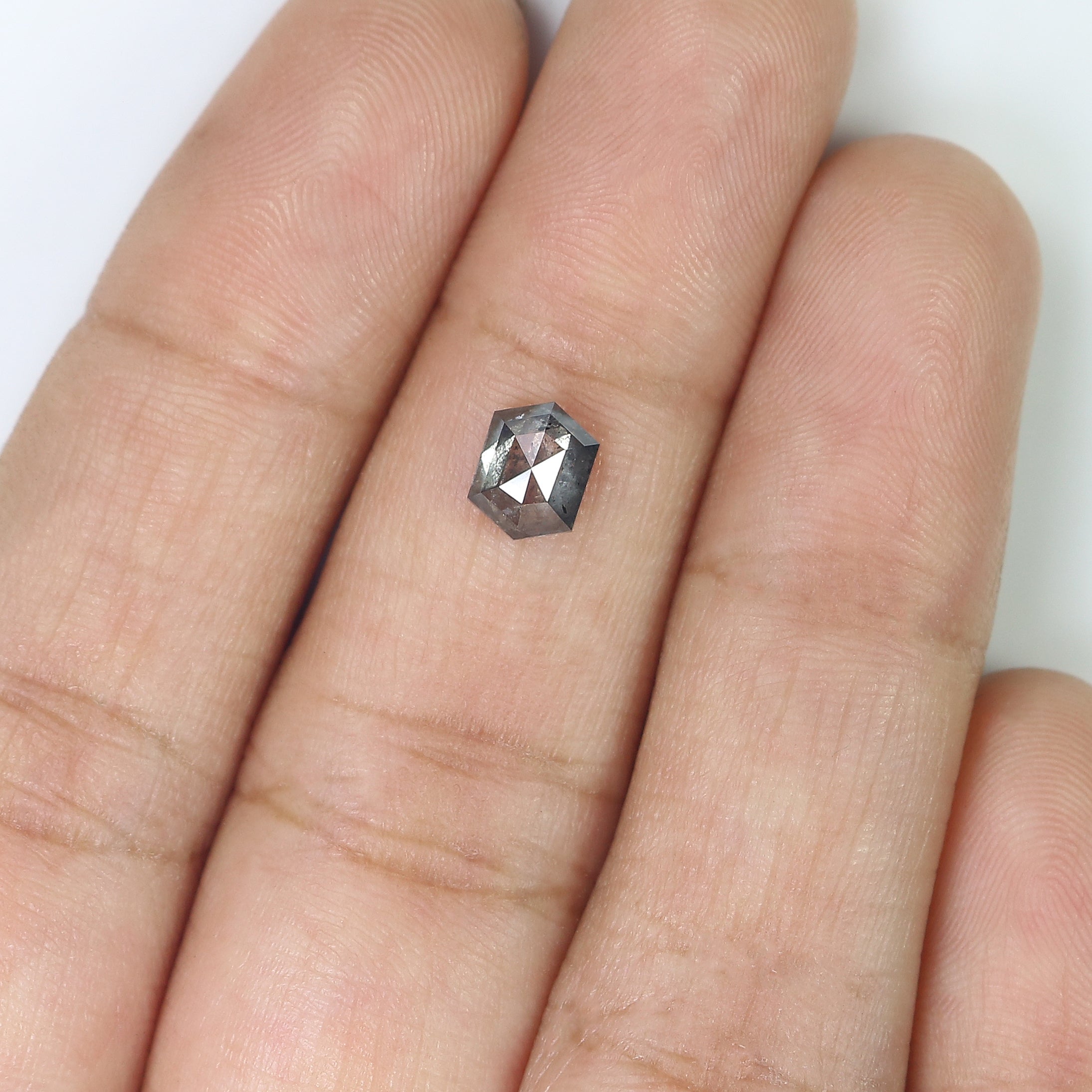 0.78 CT Natural Loose Hexagon Shape Diamond Salt And Pepper Hexagon Cut Diamond 6.30 MM Natural Black Grey Hexagon Rose Cut Diamond QL1403