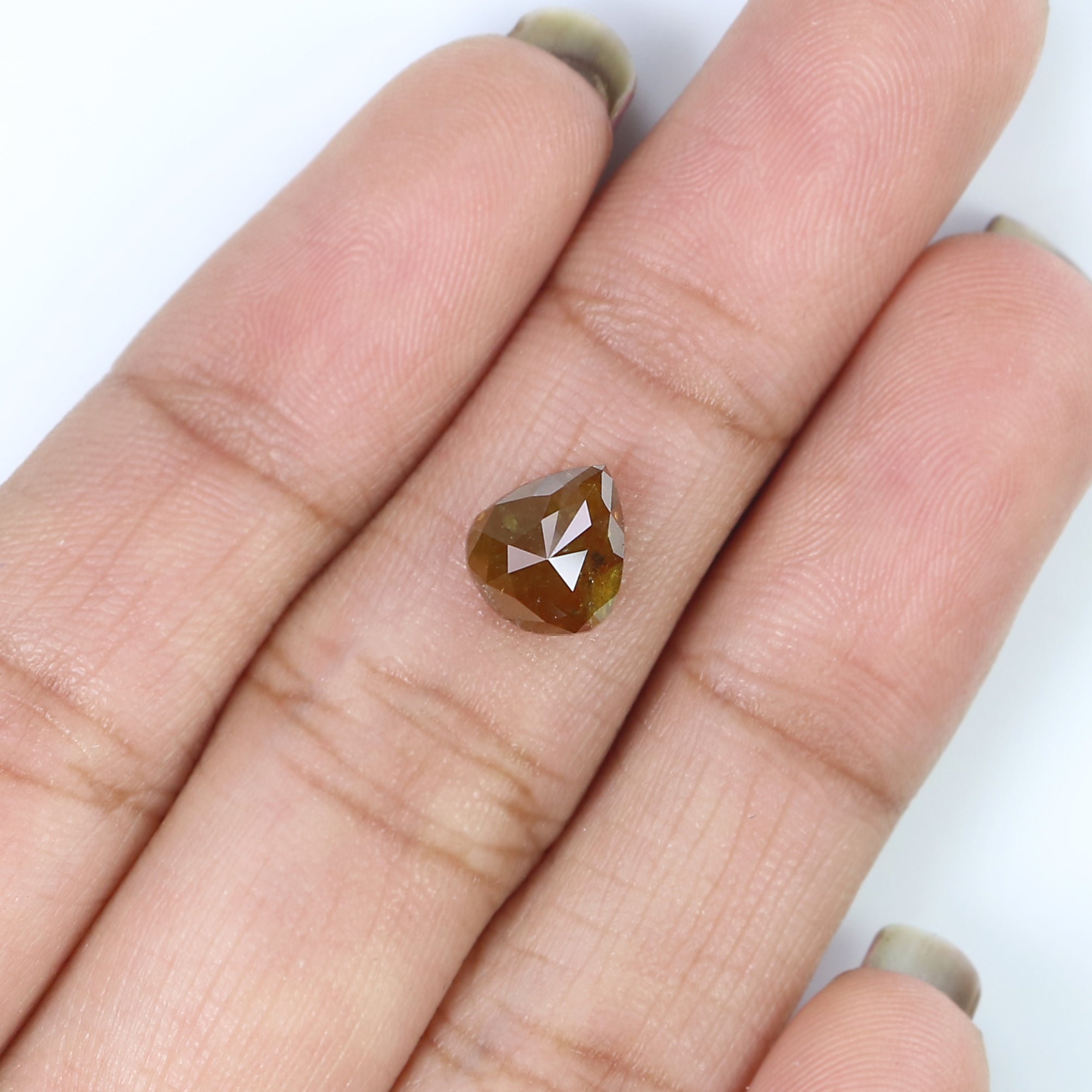 1.30 CT Natural Loose Pear Shape Diamond Brown Yellow Color Pear Diamond 7.85 MM Natural Brown Yellow Diamond Pear Rose Cut Diamond LQ8239