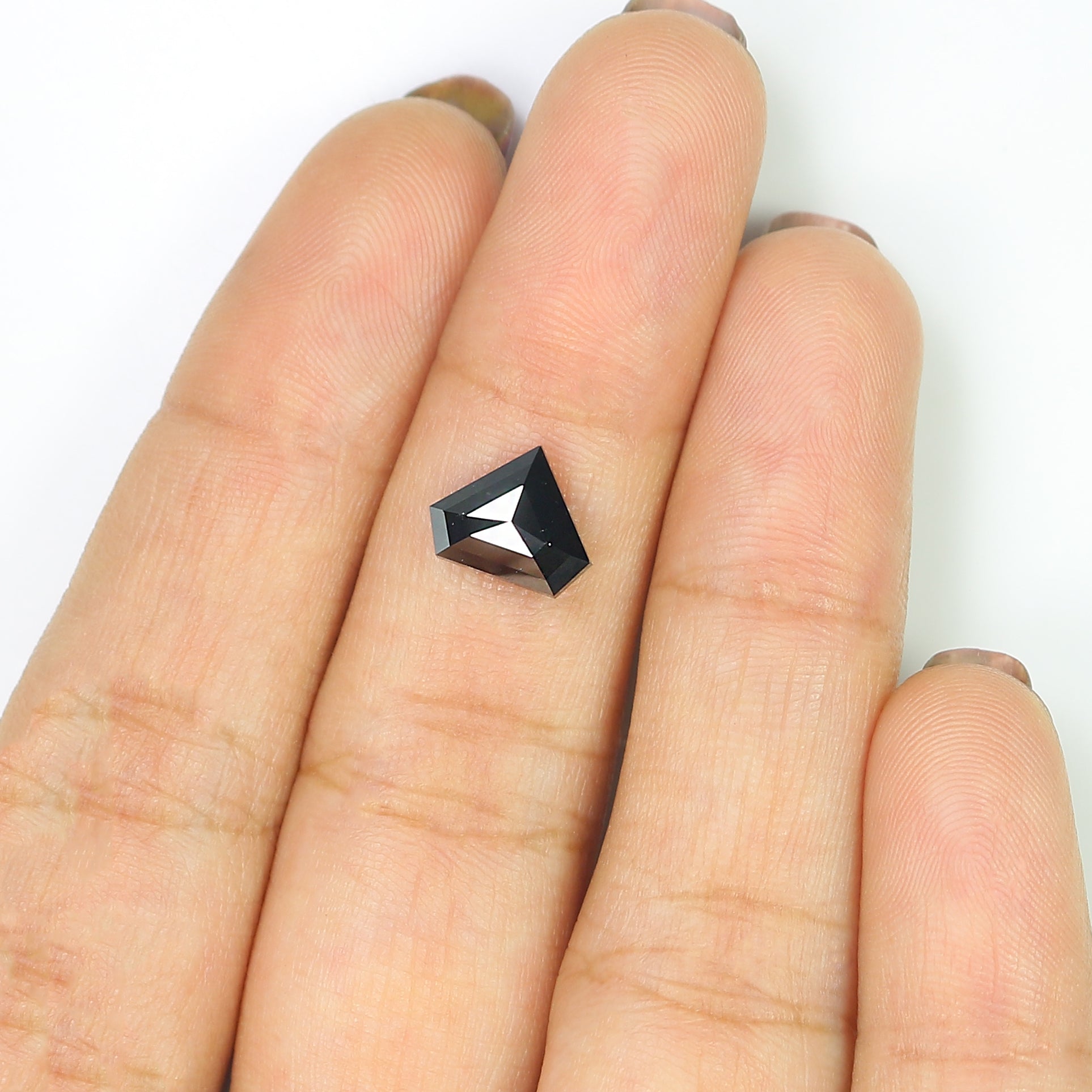 2.08 CT Natural Loose Shield Shape Diamond Black Color Shield Rose Cut Diamond 7.55 MM Natural Loose Shield Shape Black Color Diamond LQ9188