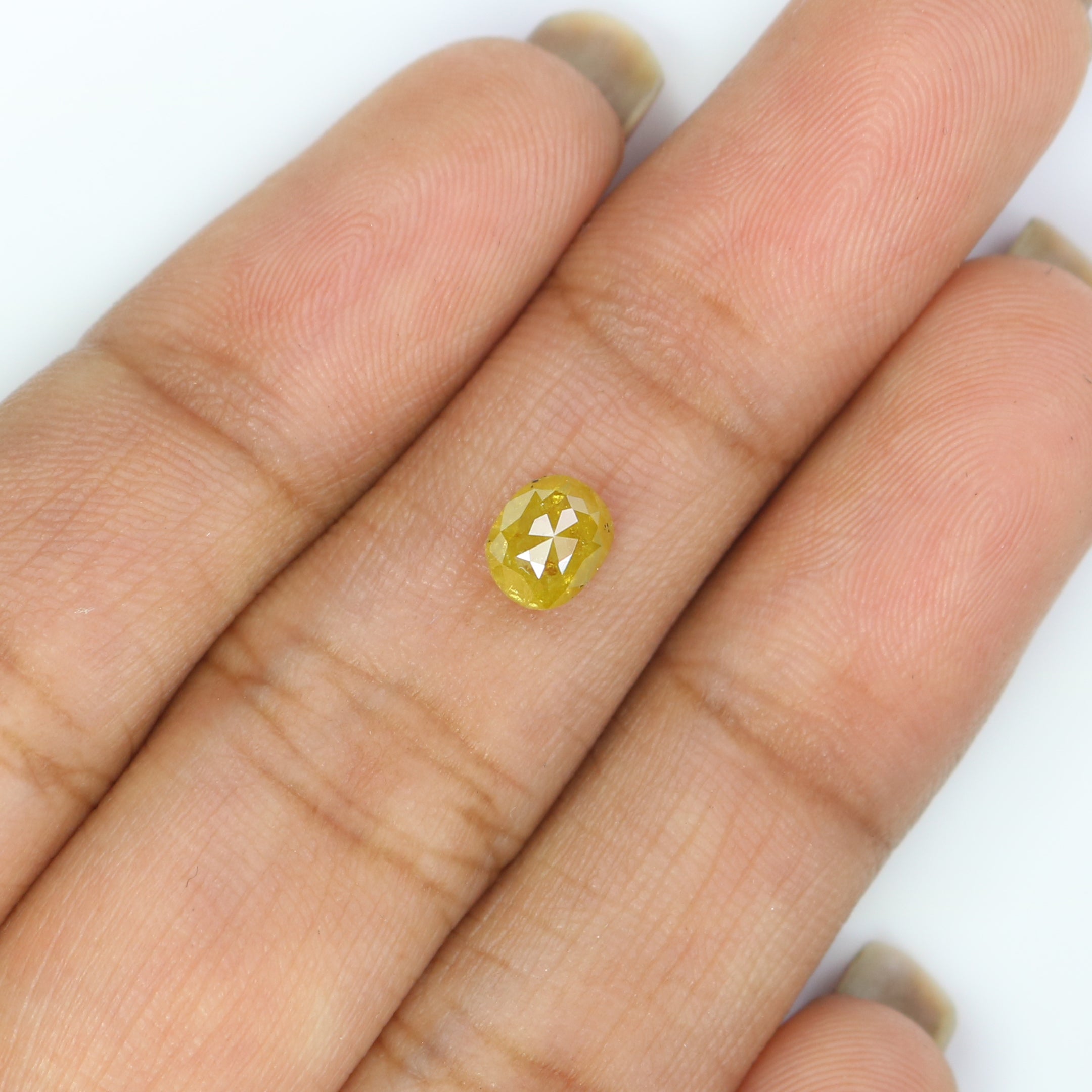 0.71 CT Natural Loose Oval Shape Diamond Yellow Color Oval Cut Diamond 5.60 MM Natural Loose Yellow Diamond Oval Rose Cut Diamond QK2678