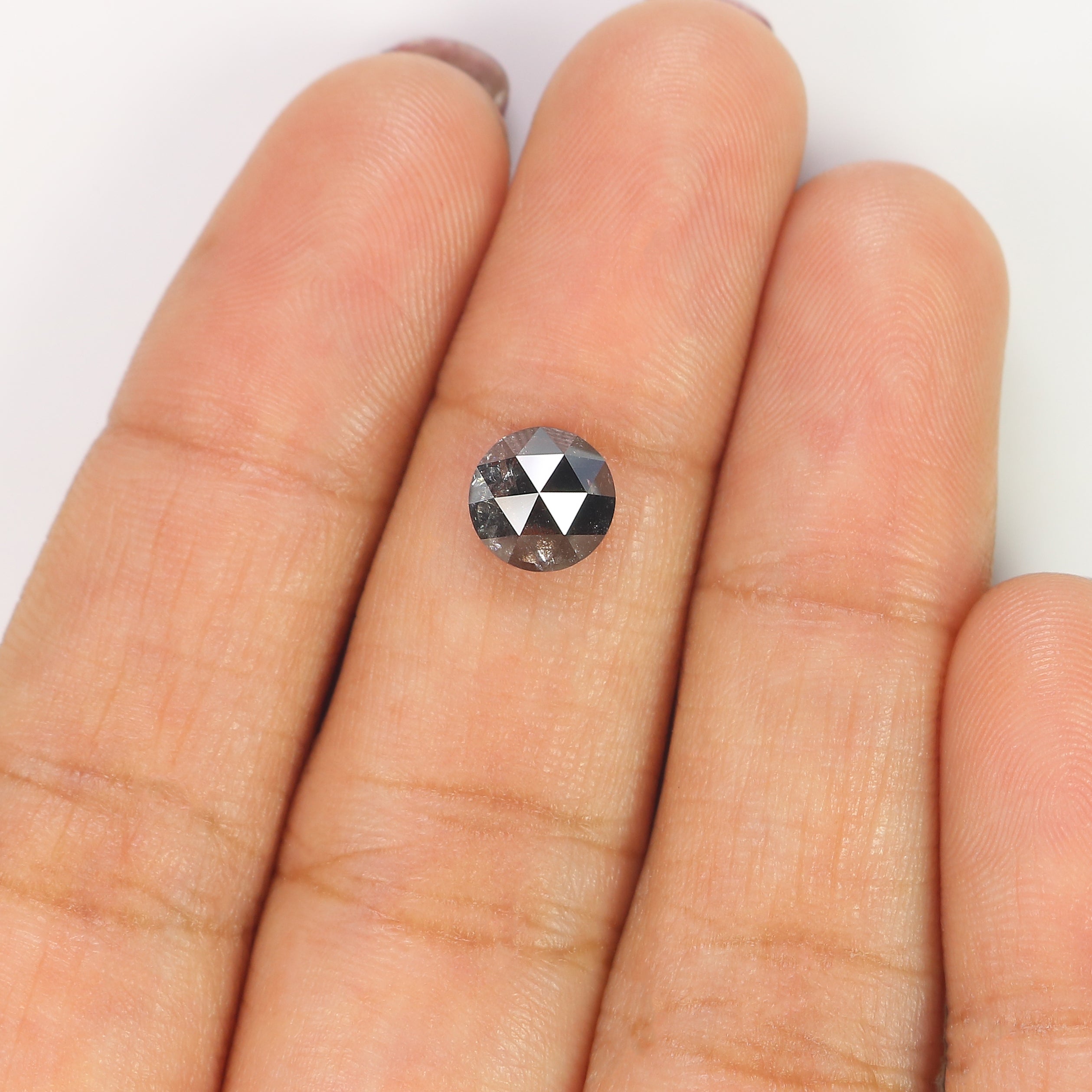 1.26 Ct Natural Loose Round Rose Cut Diamond Salt And Pepper Round Shape Diamond 6.70 MM Natural Black Grey Round Rose Cut Diamond LQ278