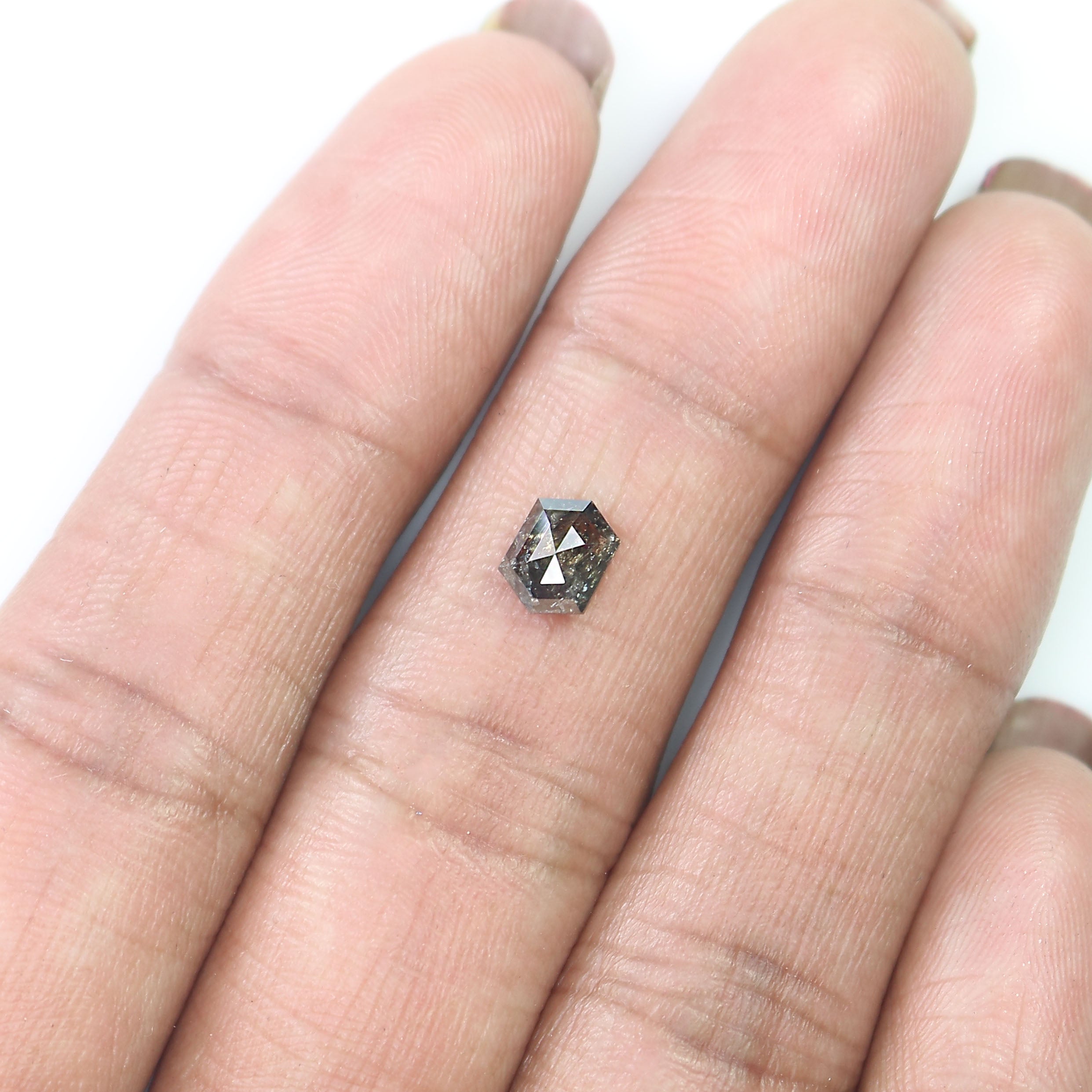 0.65 Ct Natural Loose Hexagon Shape Diamond Black Brown Color Hexagon Diamond 6.30 MM Natural Loose Diamond Hexagon Shape Diamond QK2330