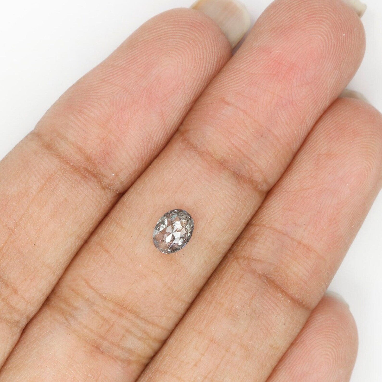 0.43 Ct Natural Loose Oval Shape Diamond Salt And Pepper Oval Diamond 5.55 MM Natural Diamond Black Grey Color Oval Rose Cut Diamond NQ1287