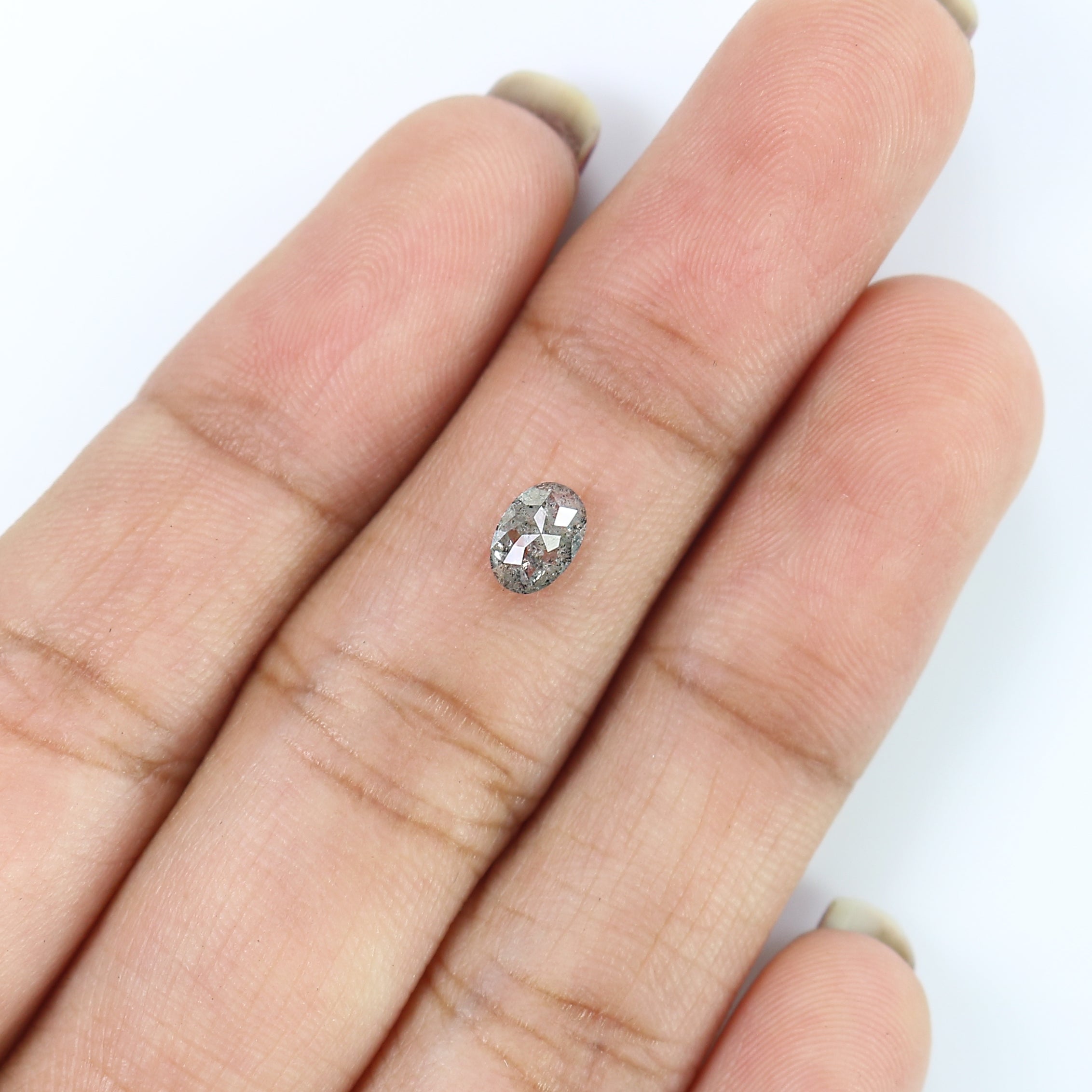 0.48 Ct Natural Loose Oval Shape Diamond Salt And Pepper Oval Diamond 5.60 MM Natural Diamond Black Grey Color Oval Rose Cut Diamond LQ3053