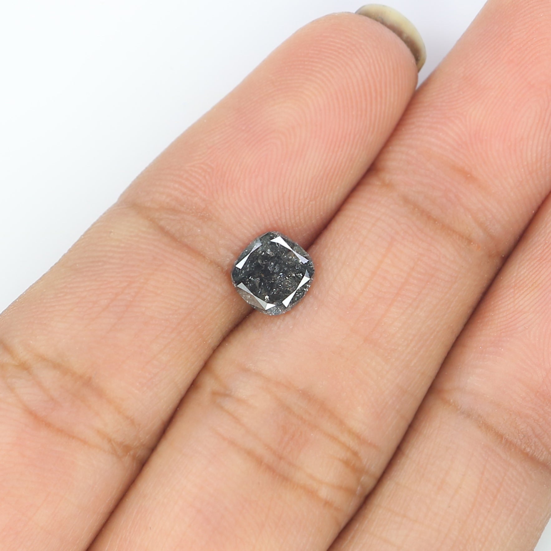 0.80 CT Natural Loose Cushion Shape Diamond Salt And Pepper Cushion Diamond 5.65 MM Natural Black Grey Cushion Brilliant Cut Diamond LQ2935