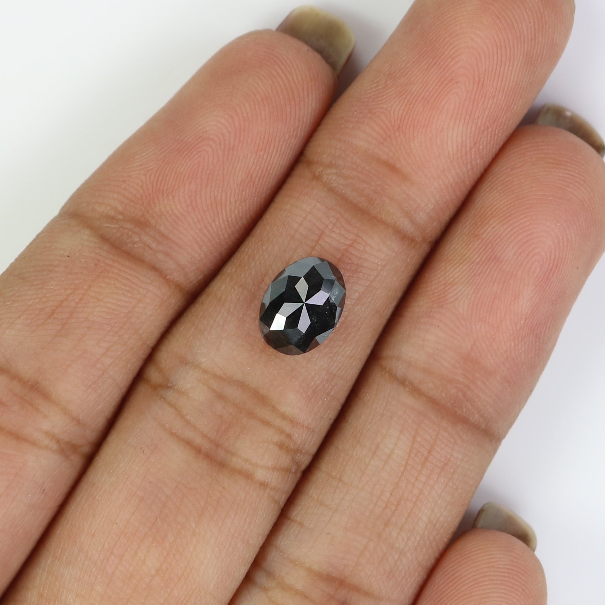 1.49 CT Natural Loose Oval Shape Diamond Salt And Pepper Oval Shape Diamond 8.05 MM Natural Black Grey Color Oval Rose Cut Diamond QL2889